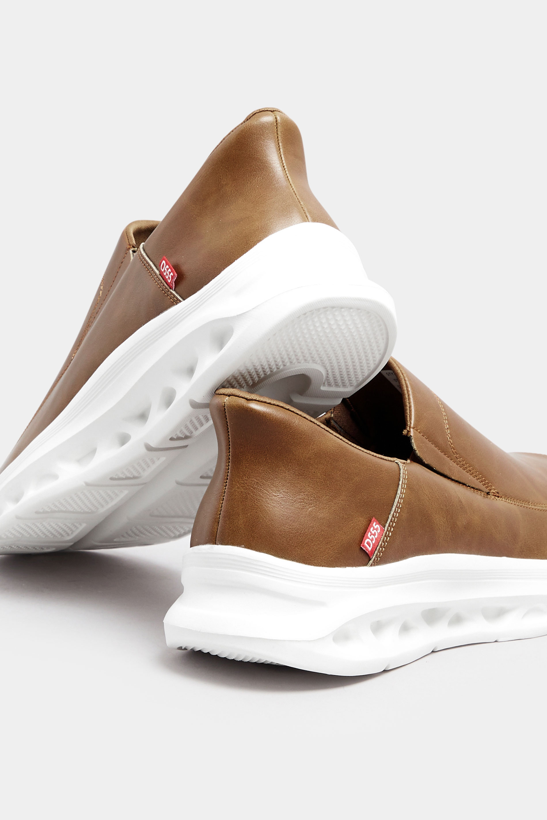 D555 Tan Faux Leather Slip On Shoes | BadRhino 4