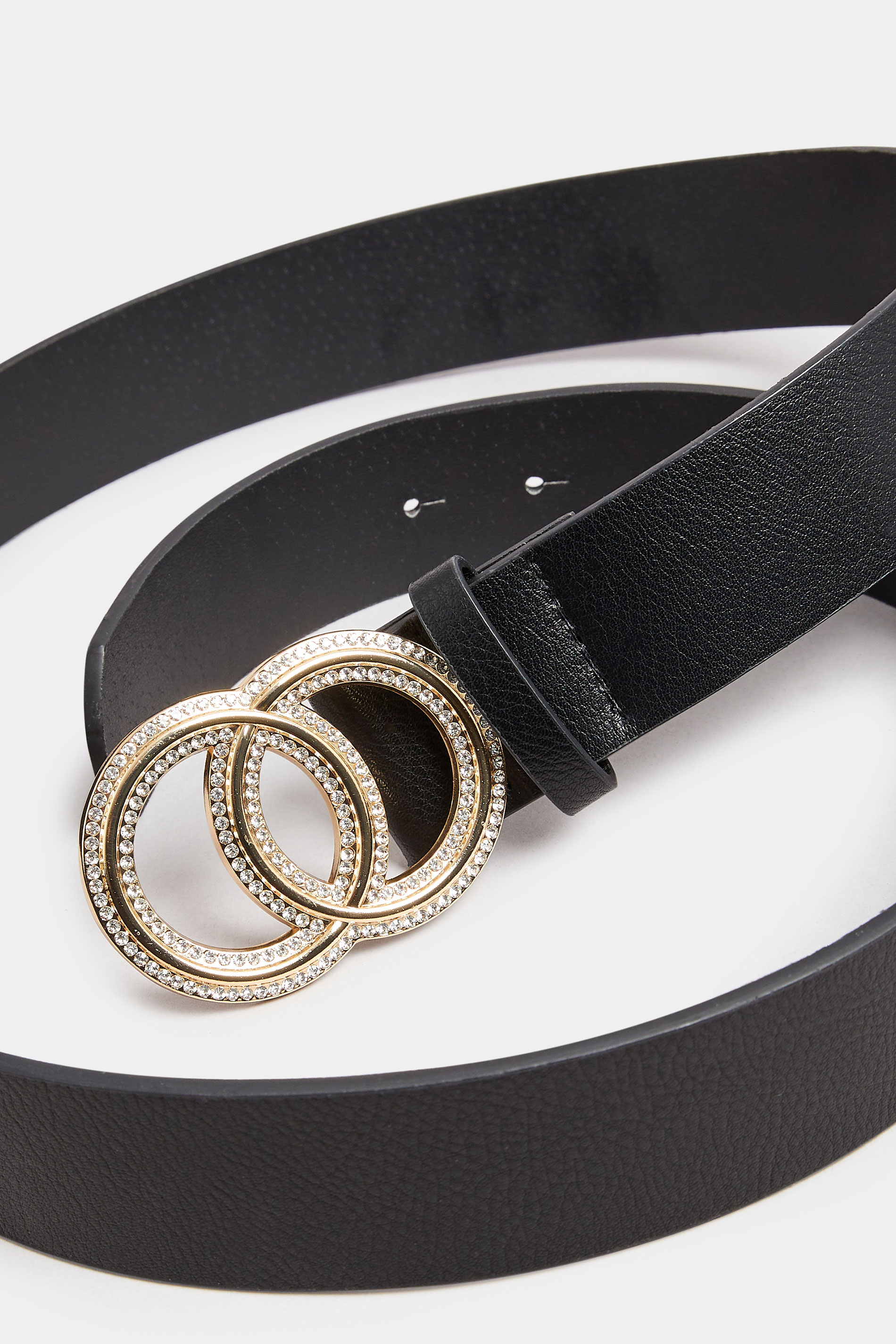 Black Diamante Double Circle Buckle Belt | Yours Clothing 3