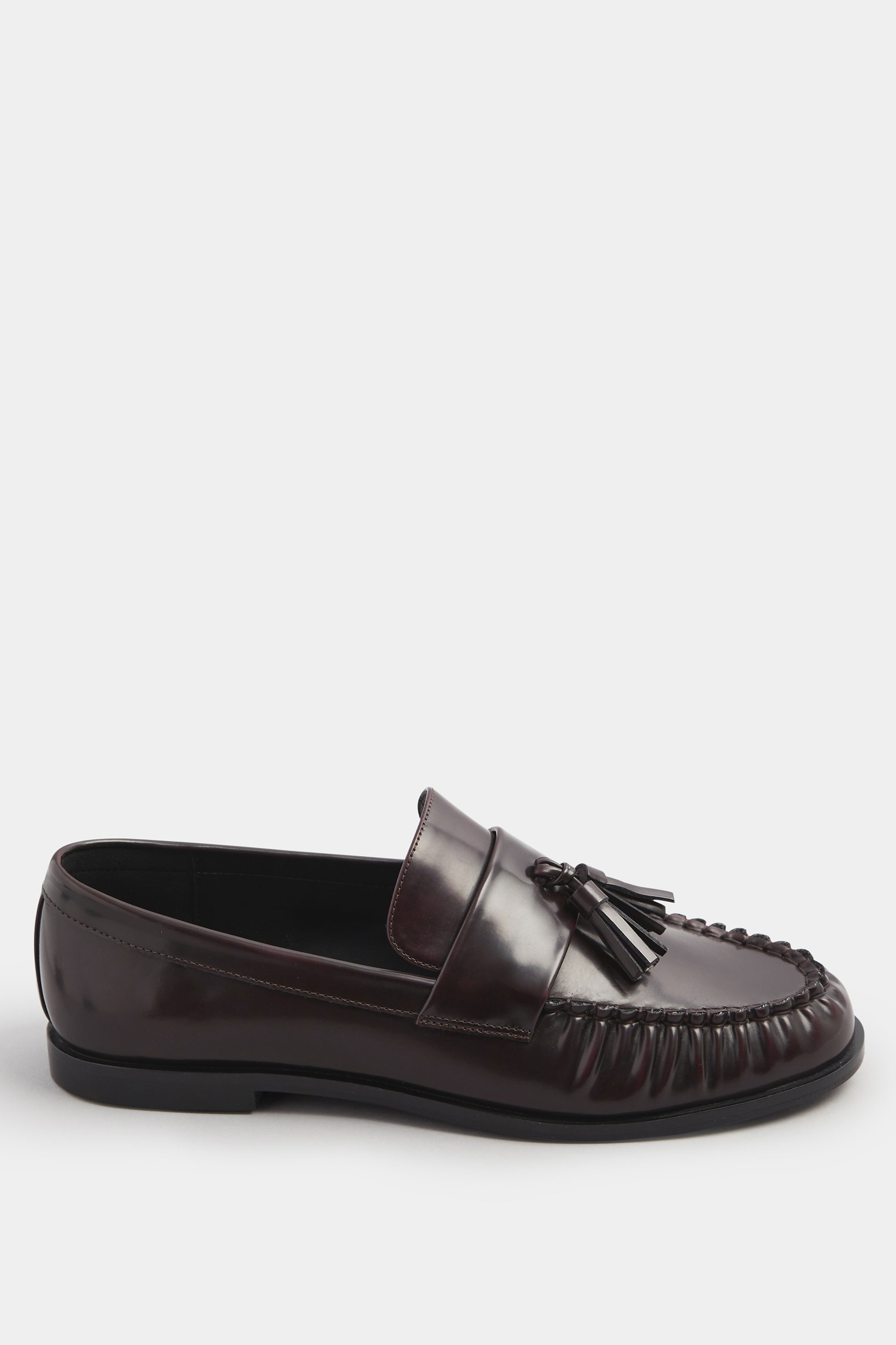 LTS Dark Red Patent Tassel Flat Loafers | Long Tall Sally 3
