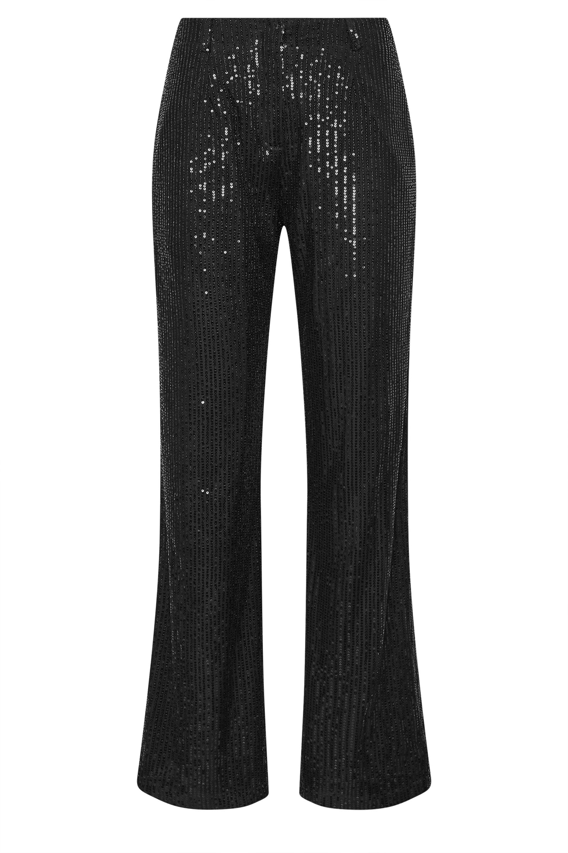 LTS Tall Black Embellished Wide Leg Trousers | Long Tall Sally 6
