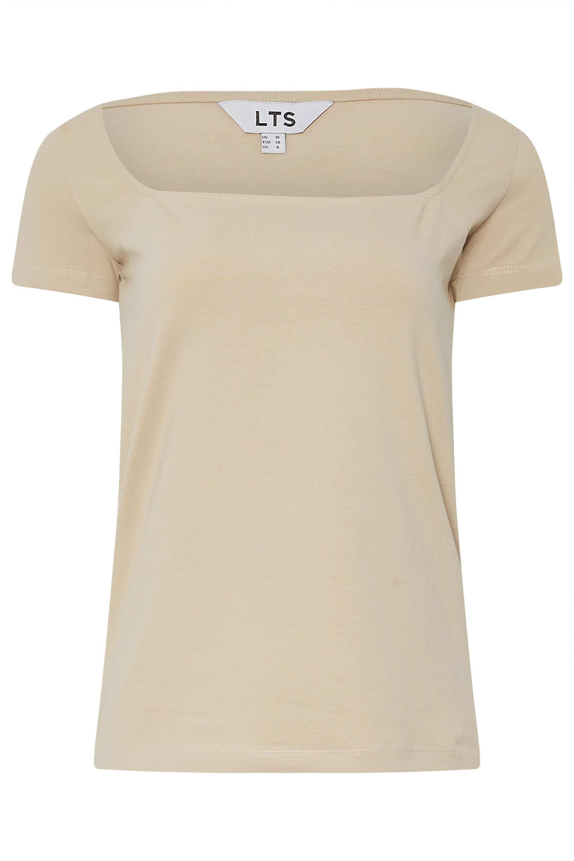 LTS Tall 2 PACK Beige Brown & Red Fitted Square Neck Tops | Long Tall Sally 9