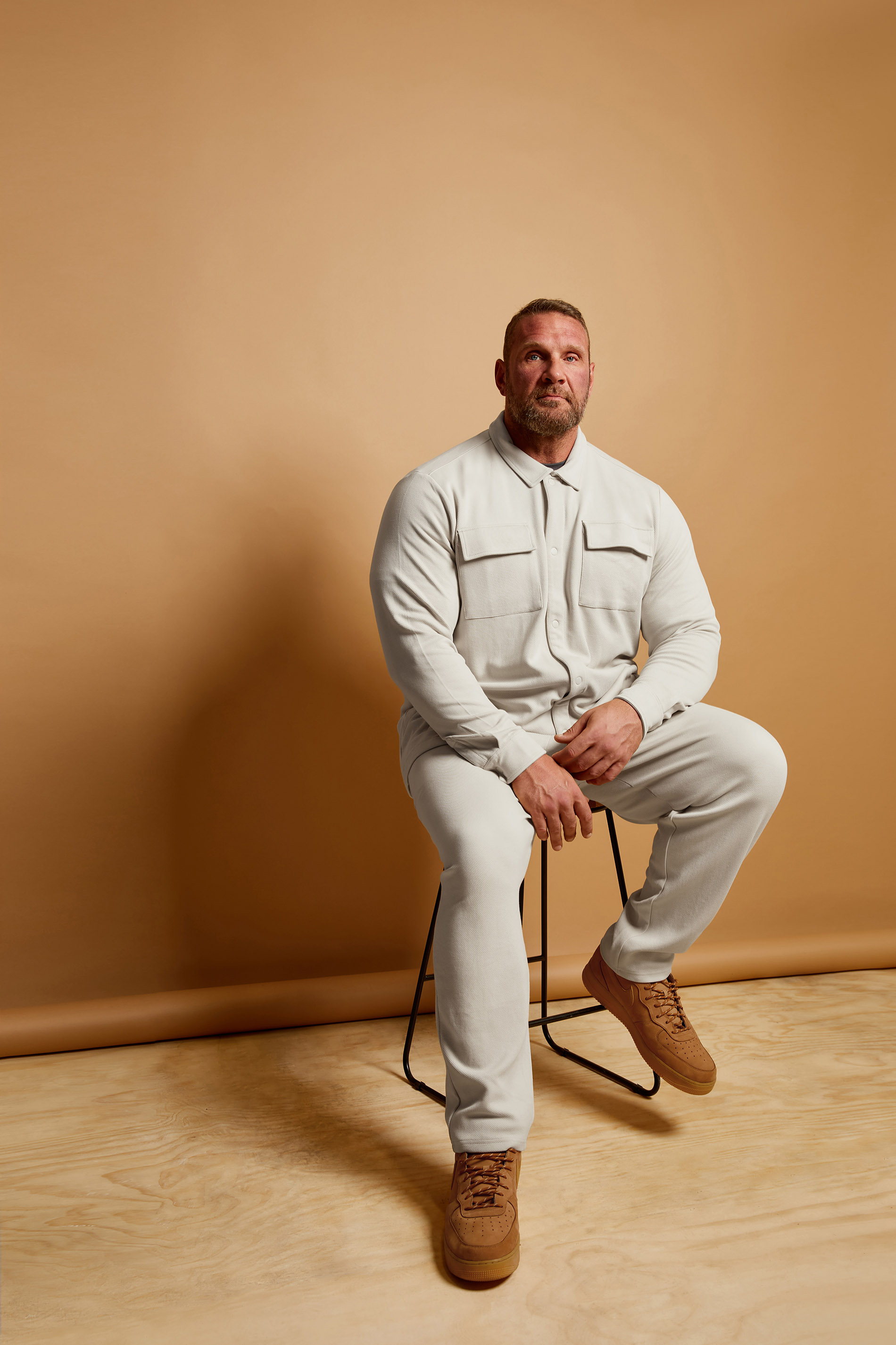 STUDIO A Big & Tall Cream Button Down Shacket | BadRhino 1