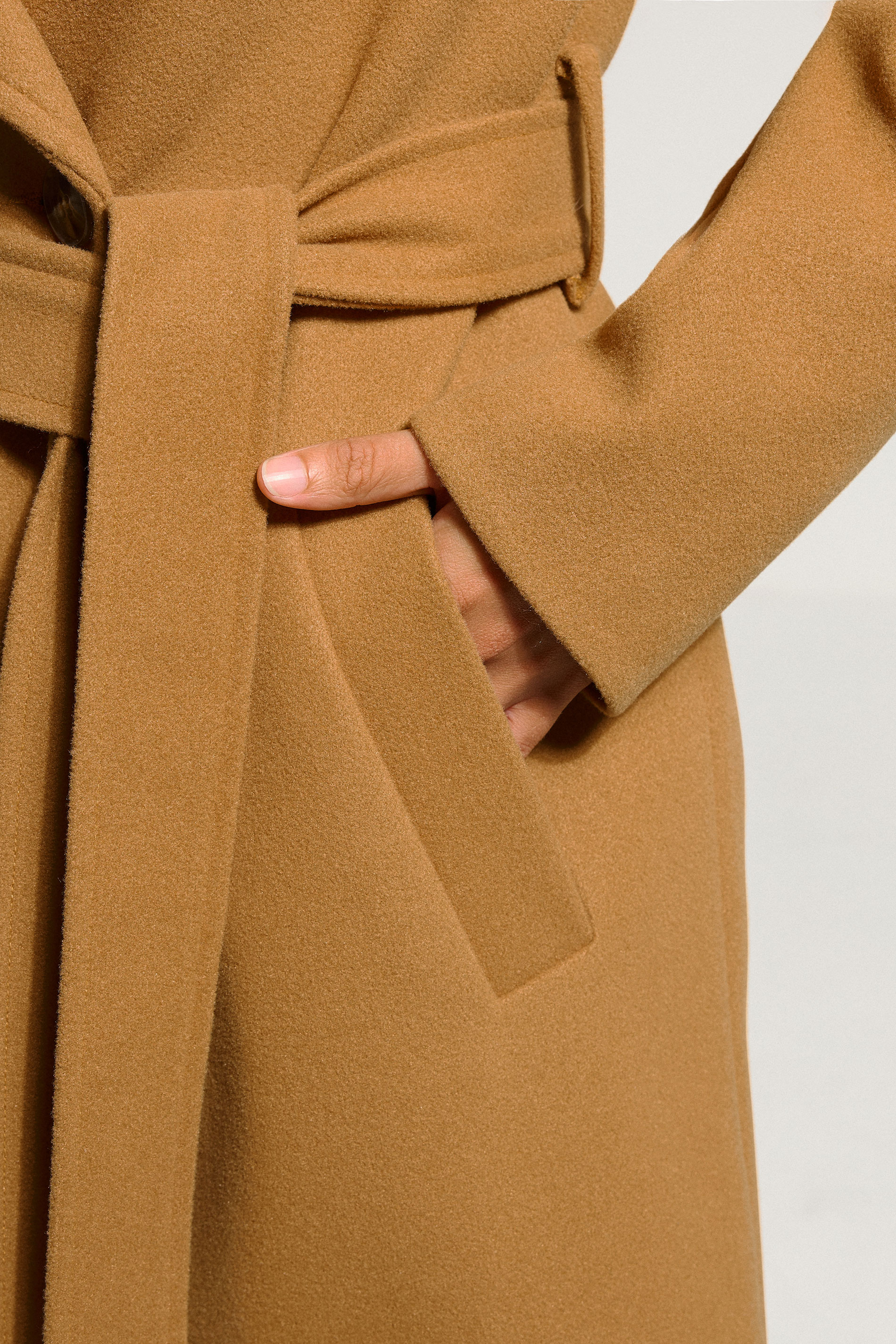 LTS Tall Beige Brown Formal Wrap Belted Midi Coat | Long Tall Sally 4