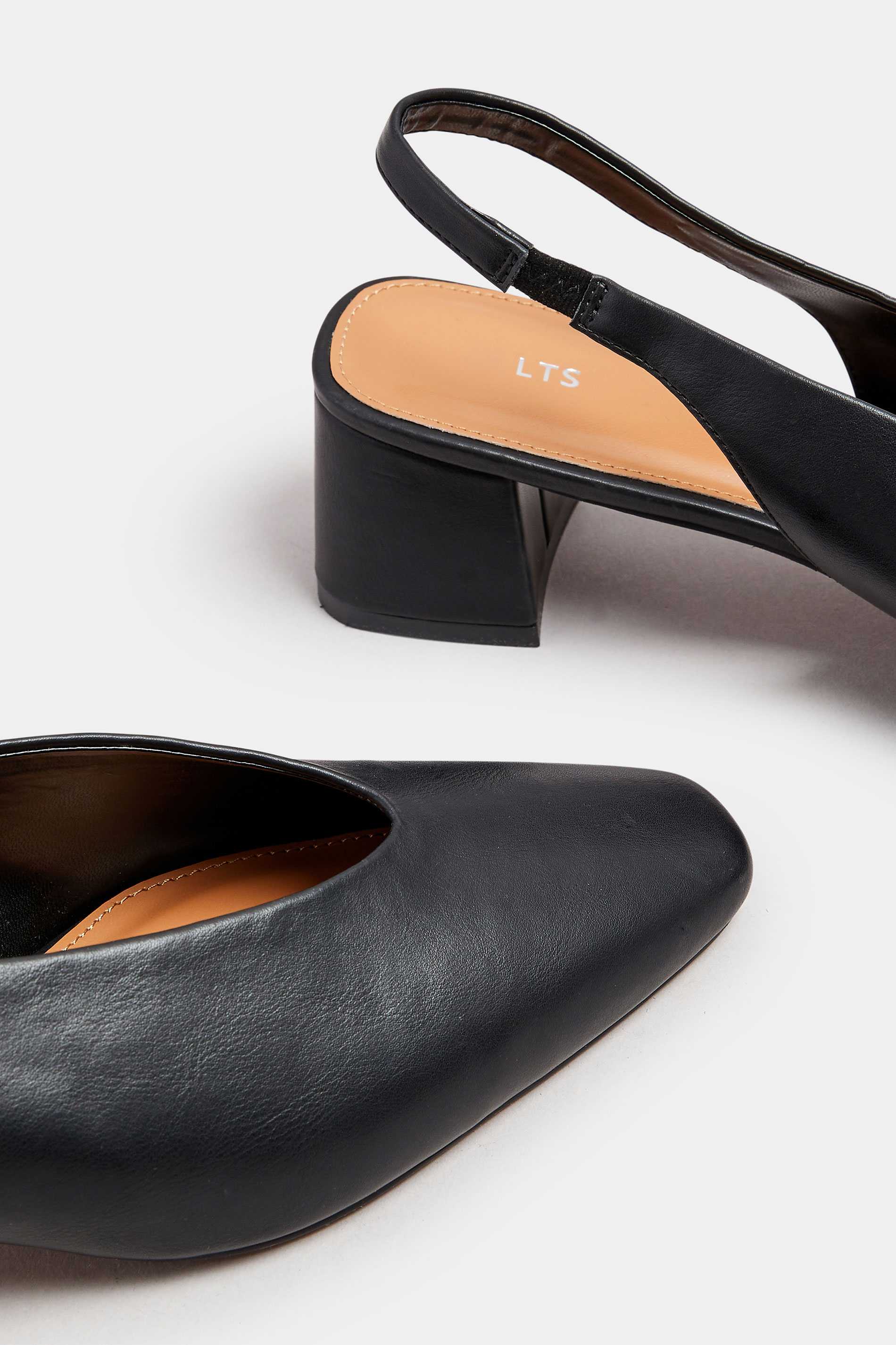 LTS Black Square Slingback Block Heel In Standard Fit | Long Tall Sally 5