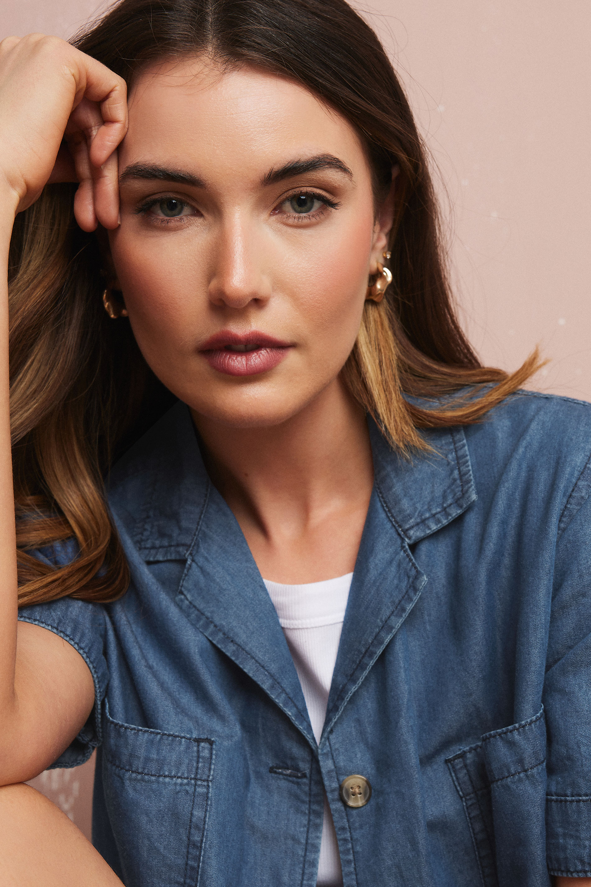 LTS Tall Blue Denim Pocket Collar Shirt | Long Tall Sally 5