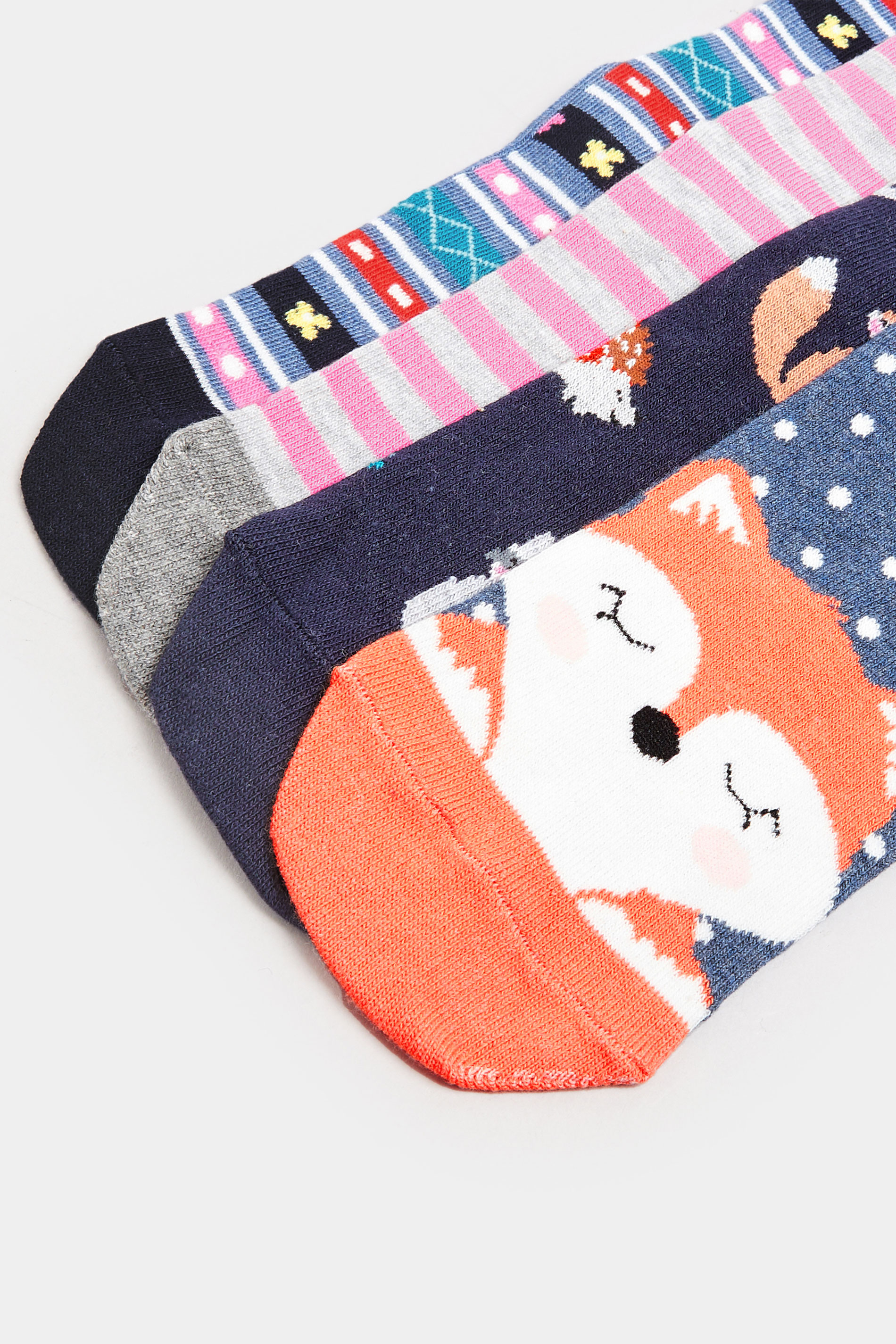 4 PACK Blue Fox & Hedgehog Print Ankle Socks | Yours Clothing 4