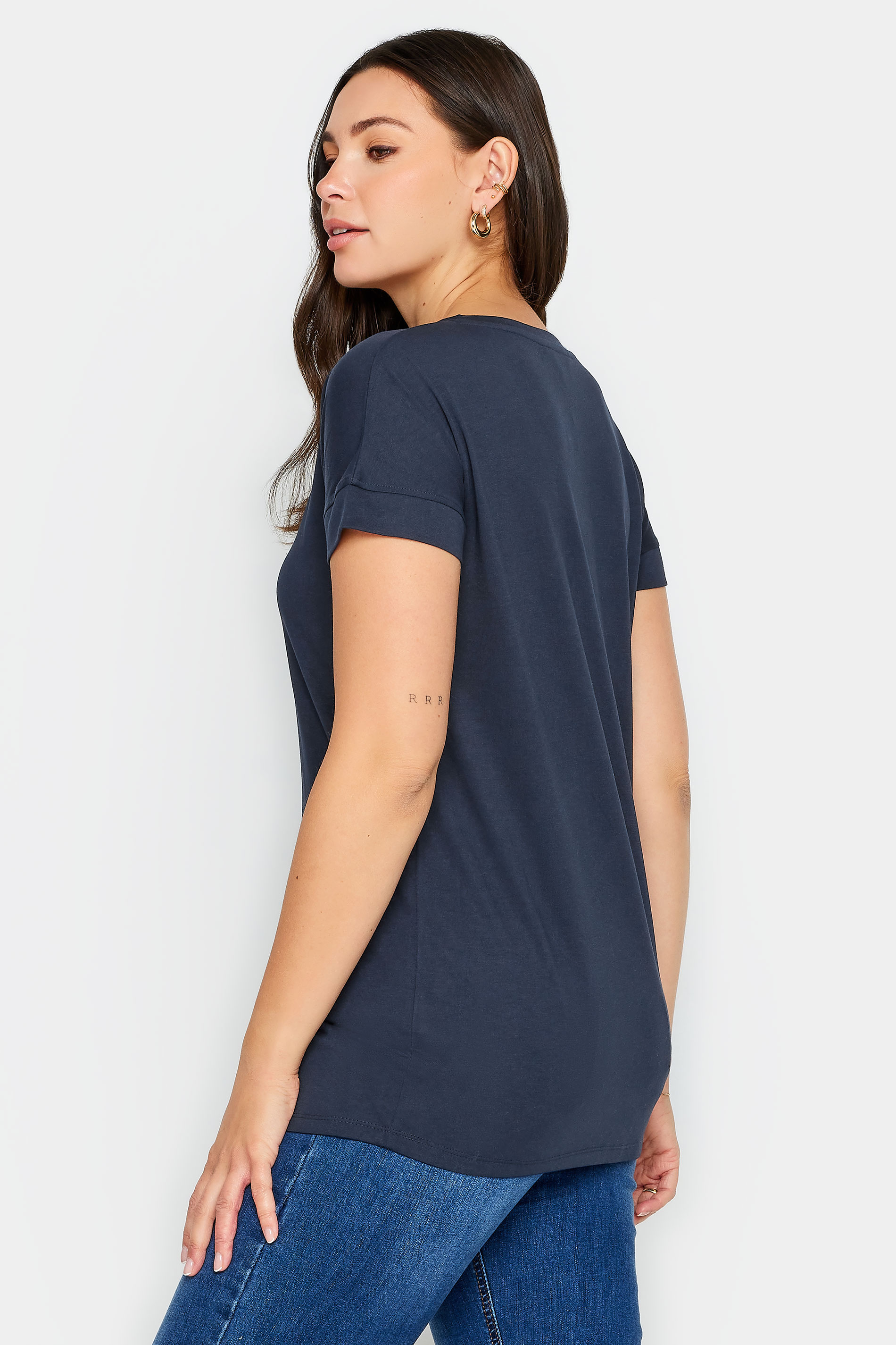 LTS PREMIUM Tall Womens Navy Blue V-Neck T-Shirt | Long Tall Sally 3