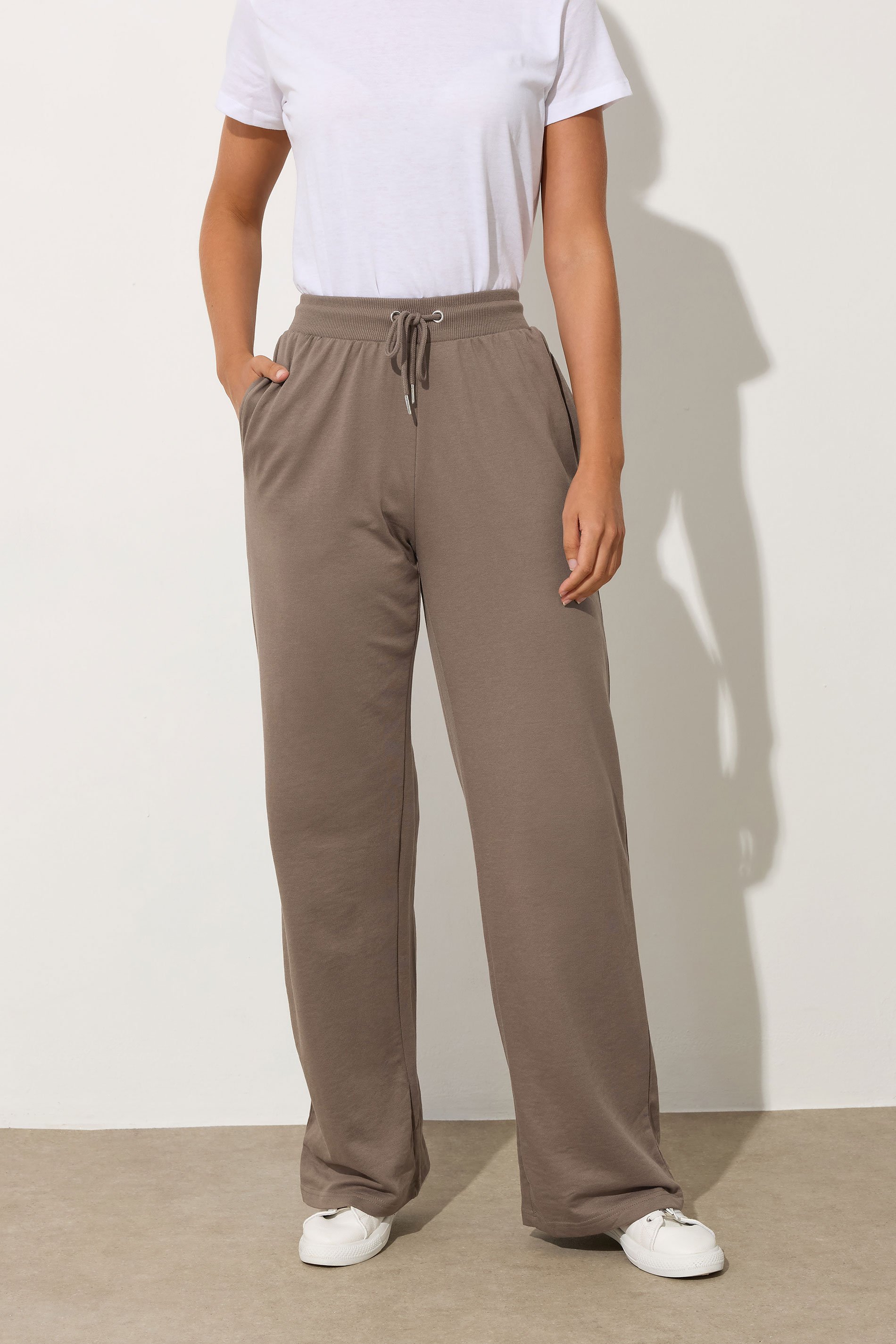 LTS Tall Beige Brown Wide Leg Joggers | Long Tall Sally 2