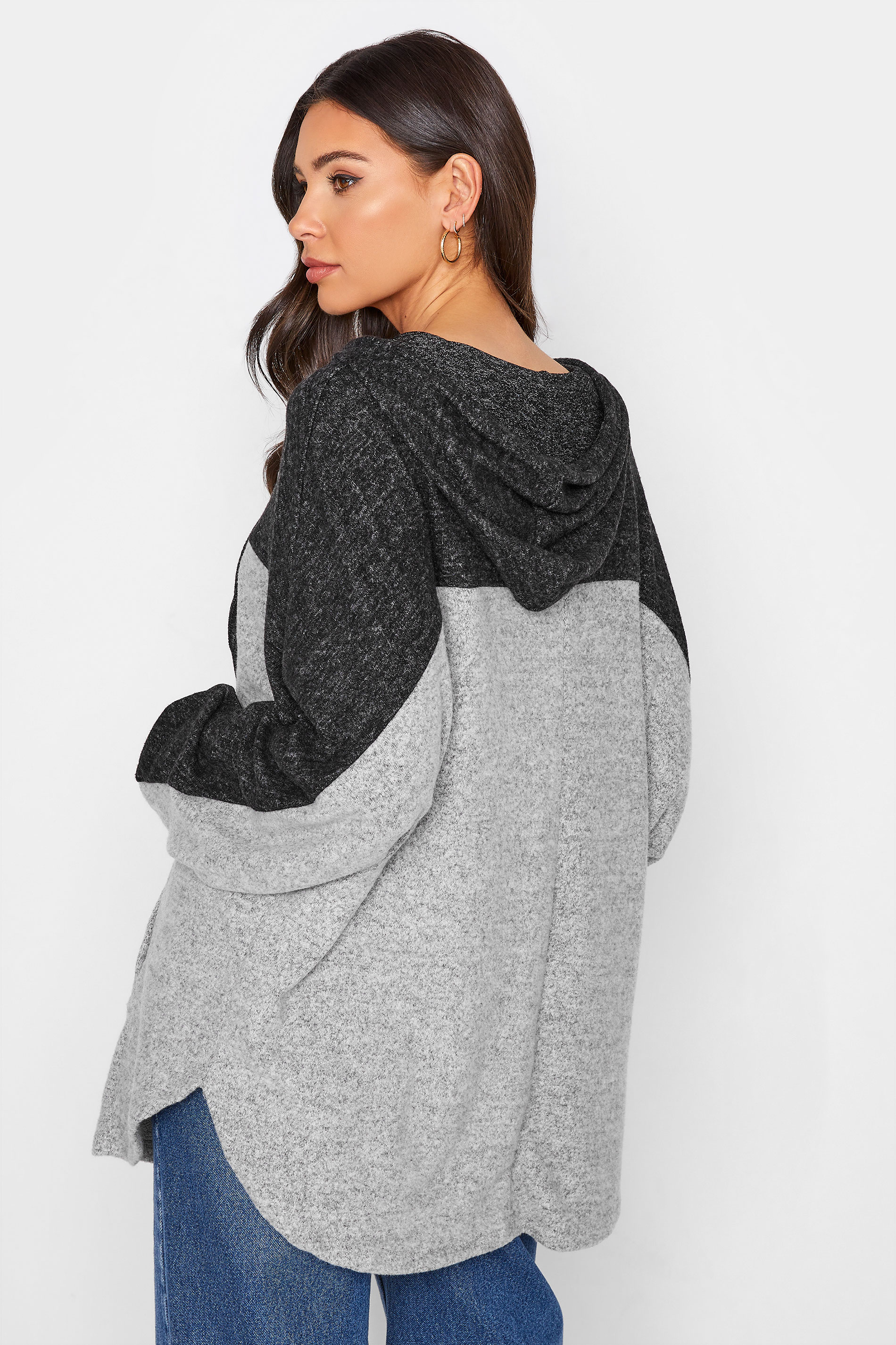 Tall Women's LTS Grey Colourblock Soft Touch Hoodie | Long Tall Sally 3