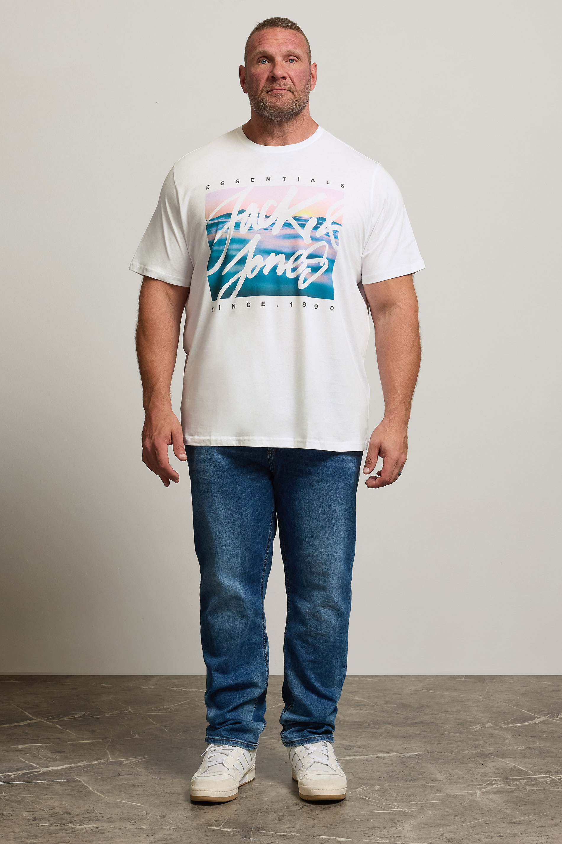 JACK & JONES Big & Tall White Photo-Print T-Shirt | BadRhino 2
