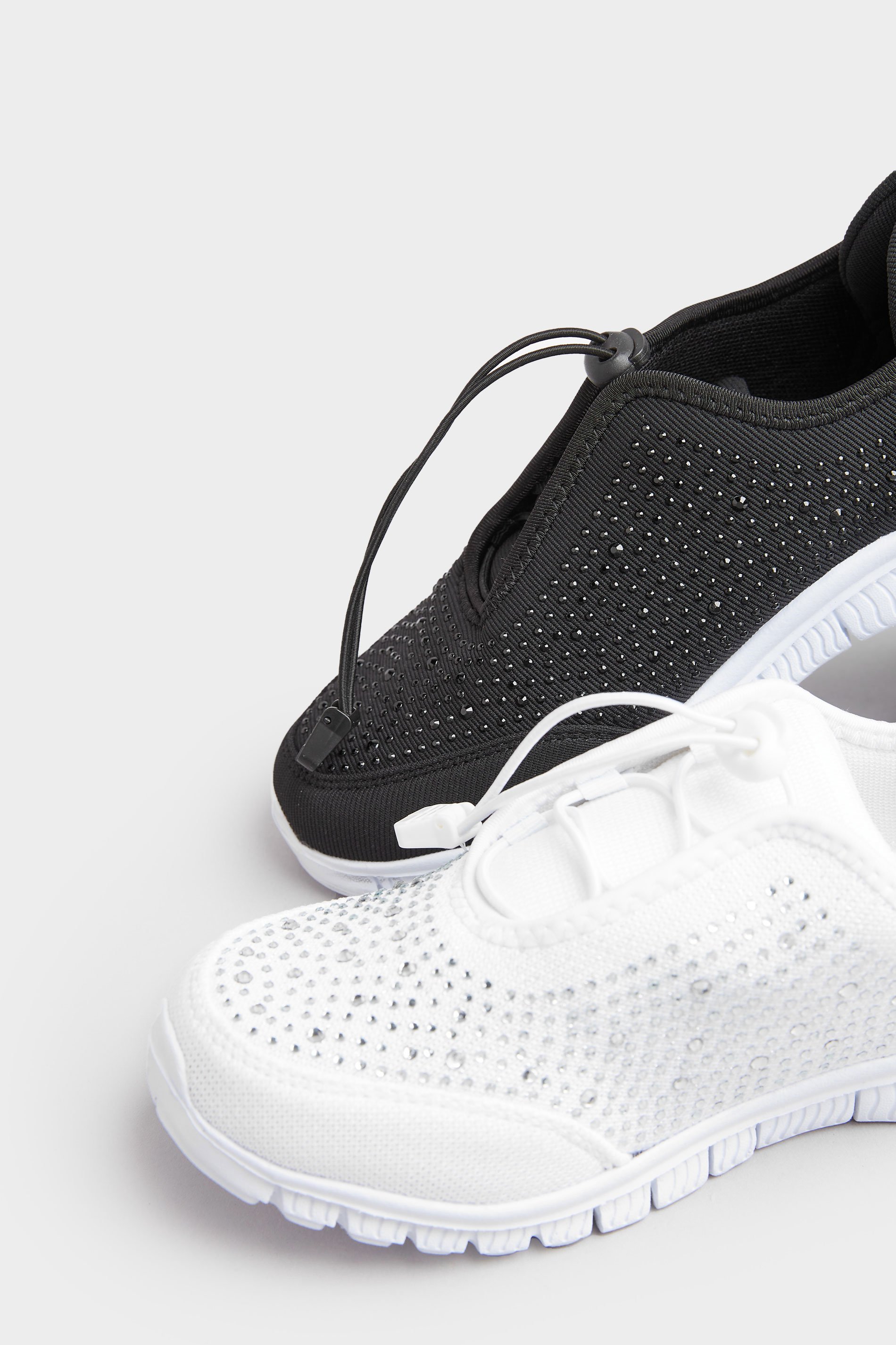 White Diamante Embellished Trainer in Extra Wide Fit | Yours Clothing 6