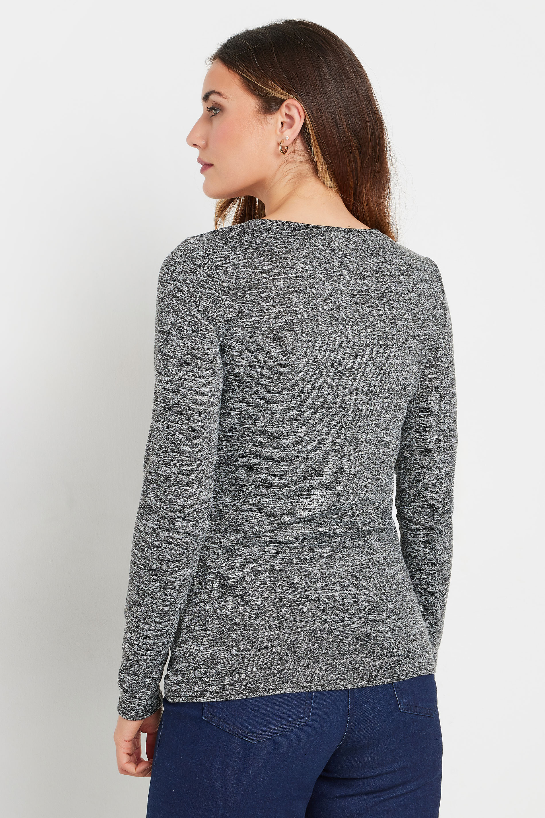 LTS Tall Grey Marl Soft Touch Ruched Top | Long Tall Sally 3