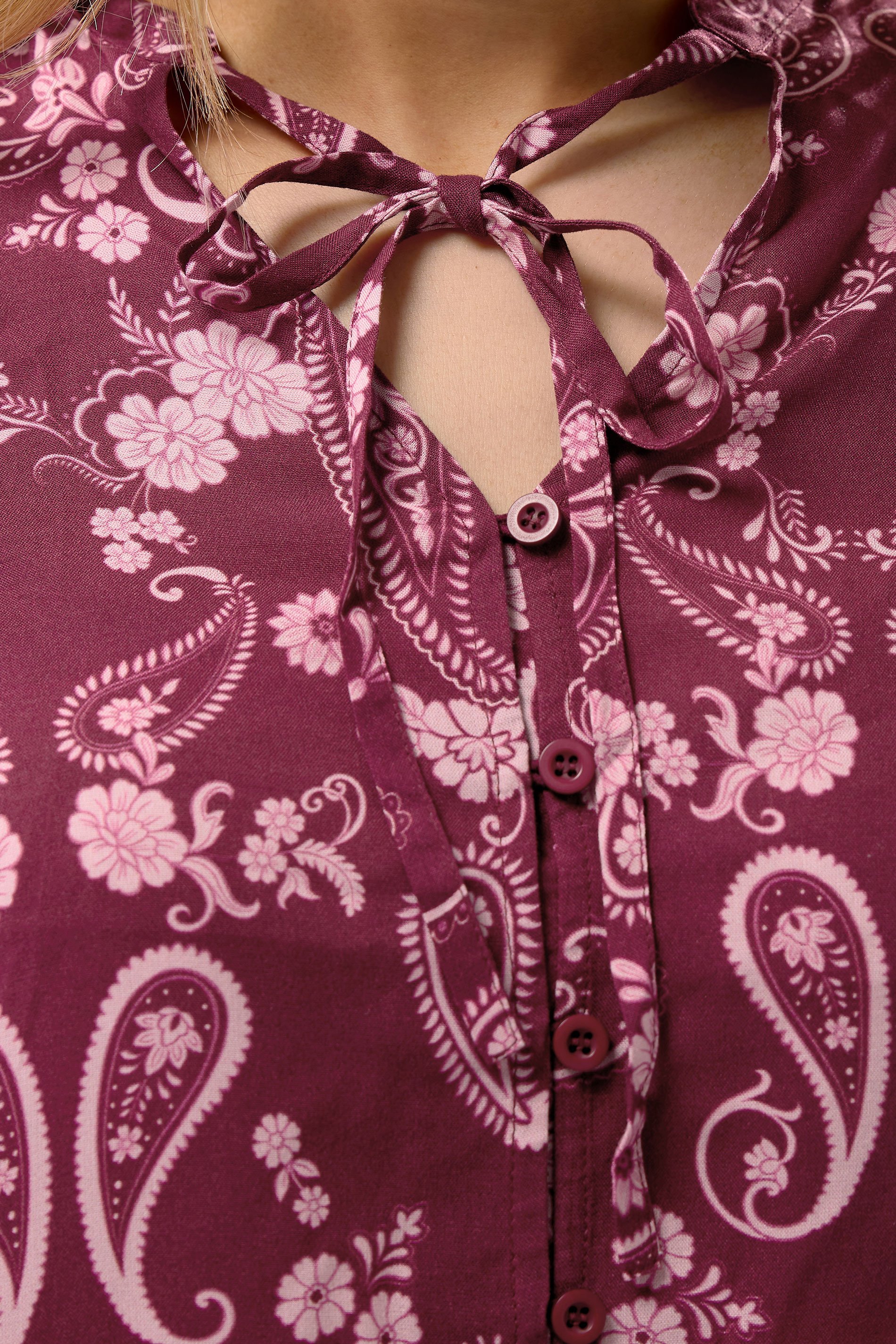 LTS Tall Dark Pink Paisley Button Tie Blouse | Long Tall Sally 4