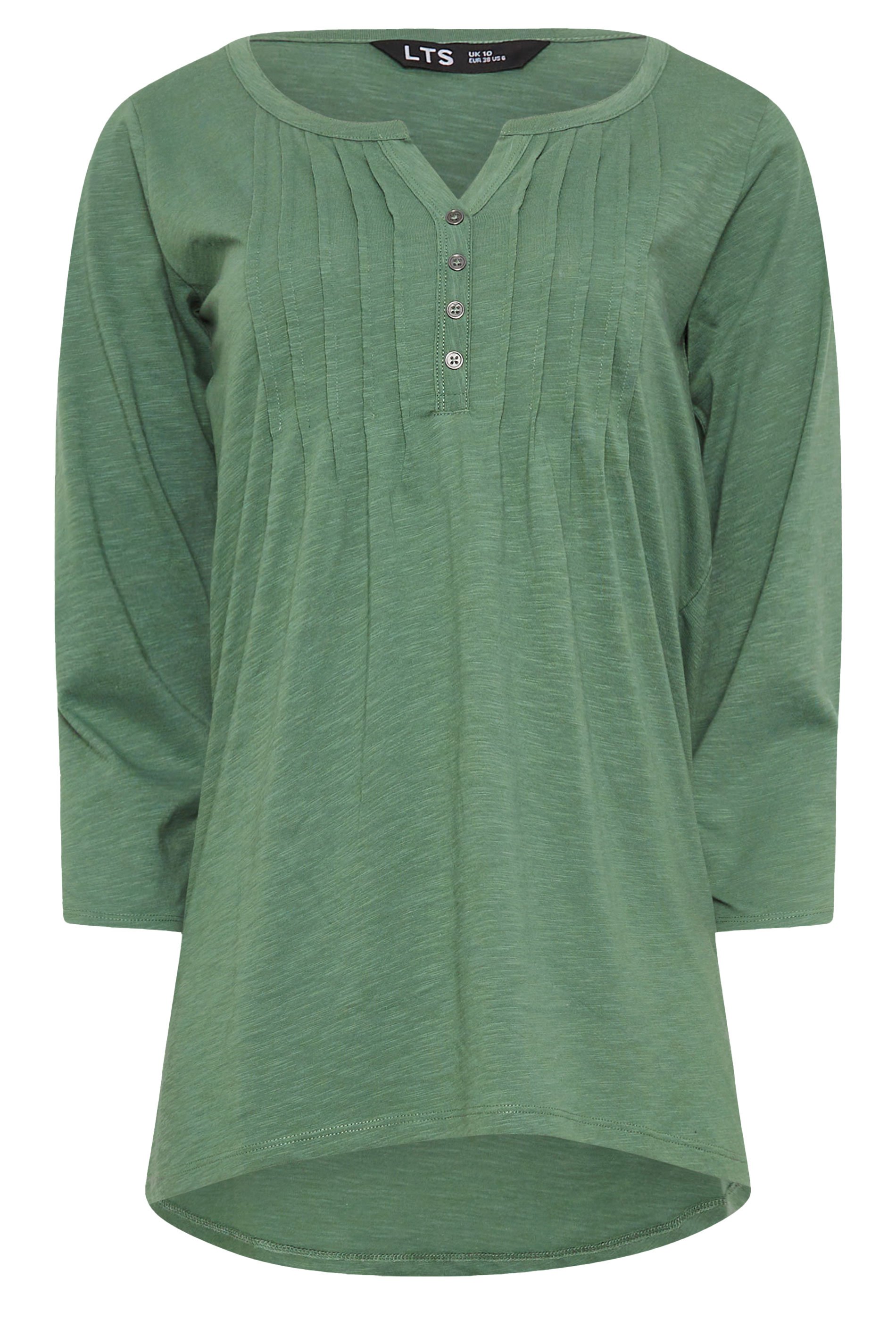 LTS Tall 2 PACK Green & Blush Pink Henley Tops | Long Tall Sally 8