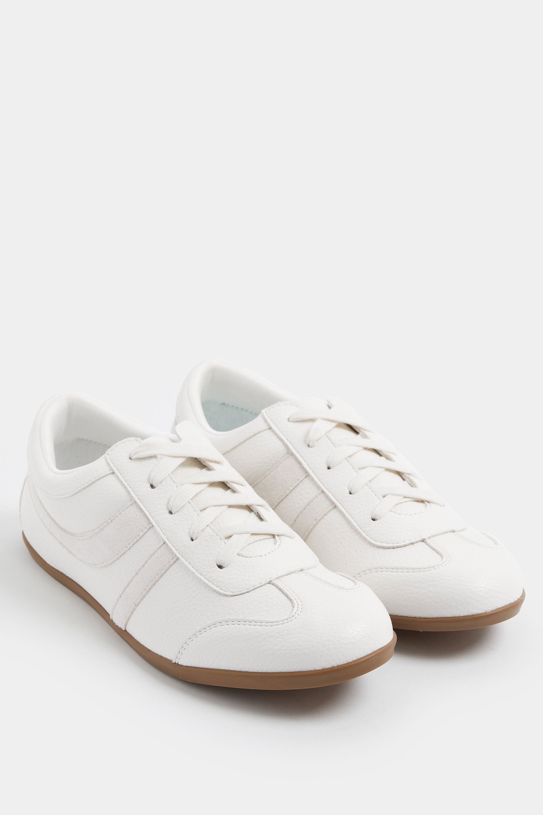 LTS Ivory White Retro Stripe Trainers In Standard Fit | Long Tall Sally 3