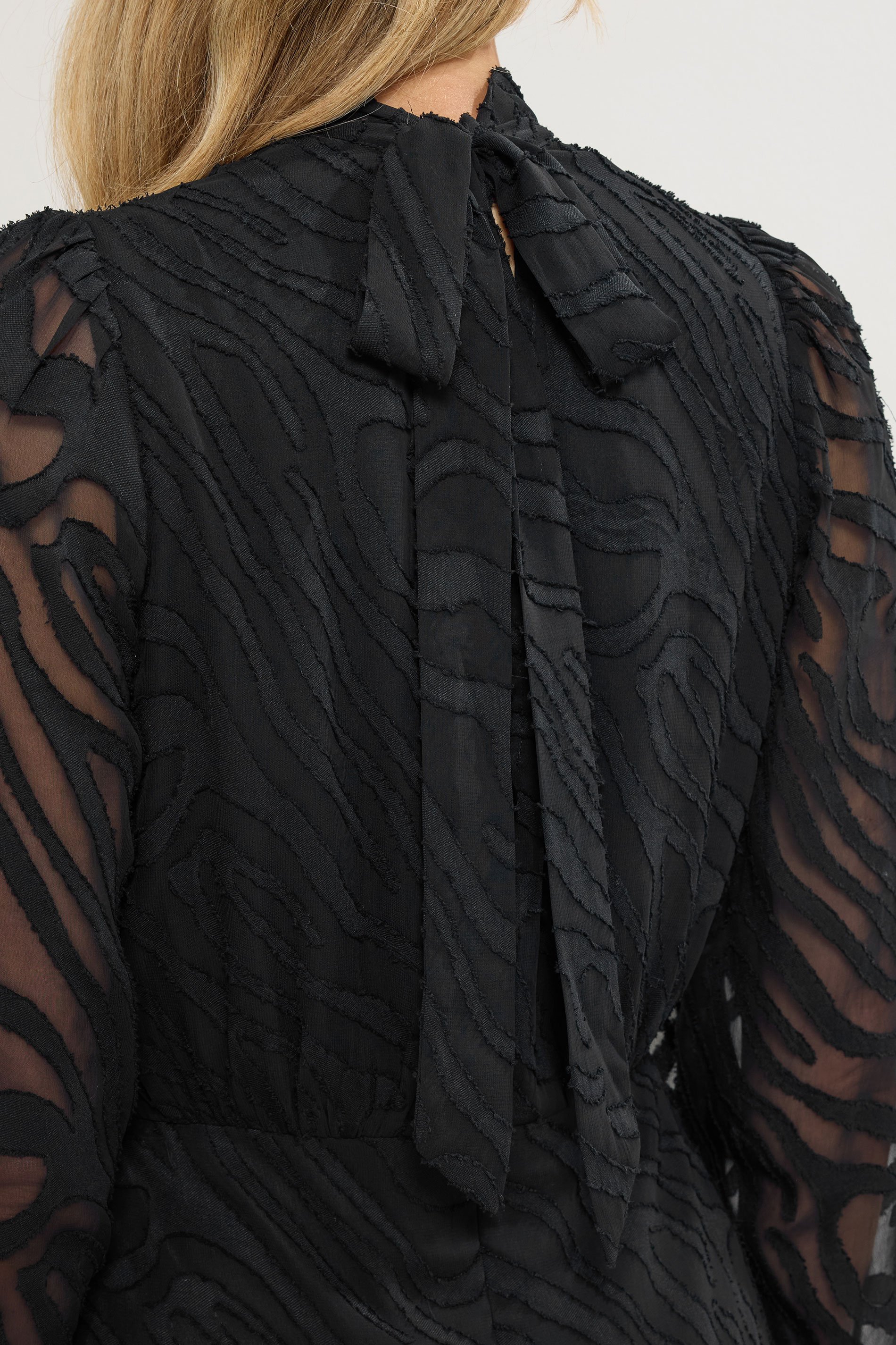 LTS Tall Black Animal Burnout Tie Midi Dress | Long Tall Sally  5