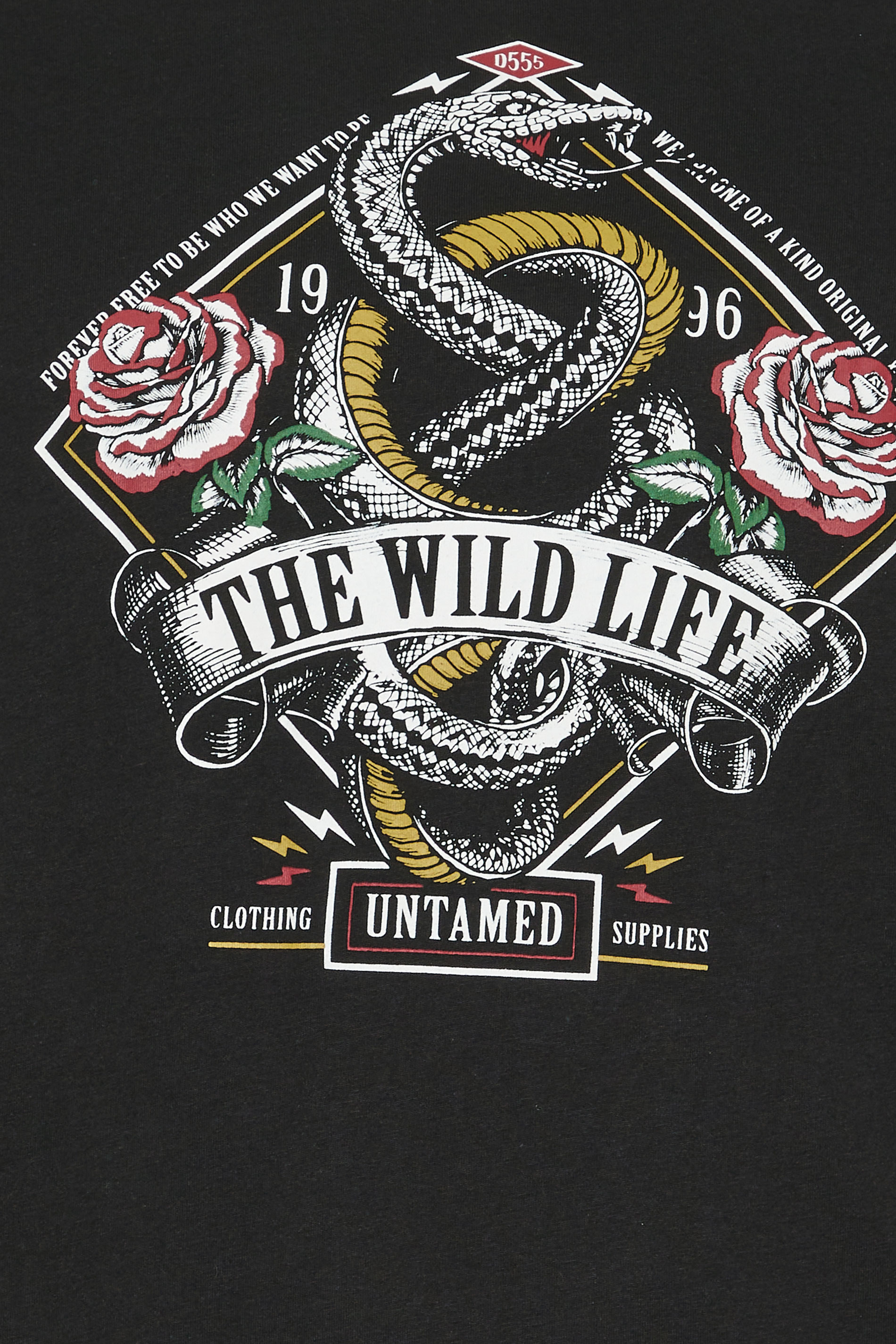 D555 Big & Tall Black 'The Wild Life' Graphic Print T-Shirt | BadRhino 2