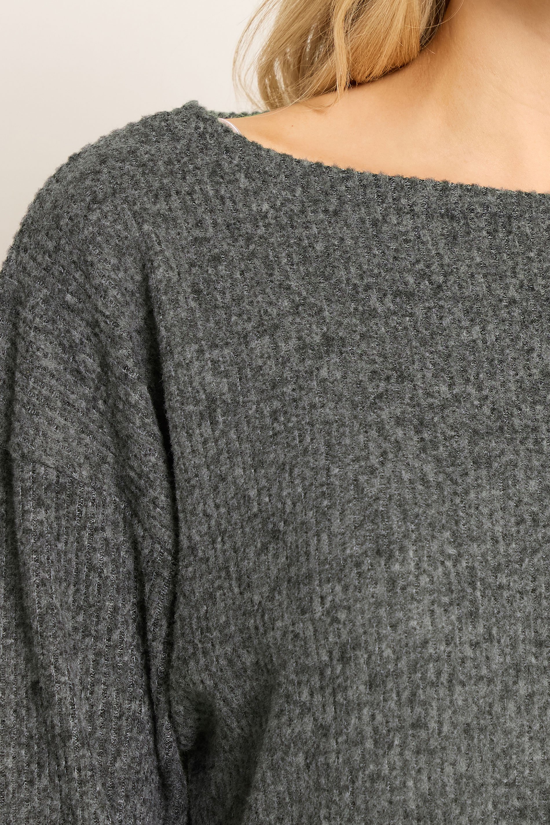 LTS Tall Charcoal Grey Ribbed Soft Touch Batwing Top | Long Tall Sally 4