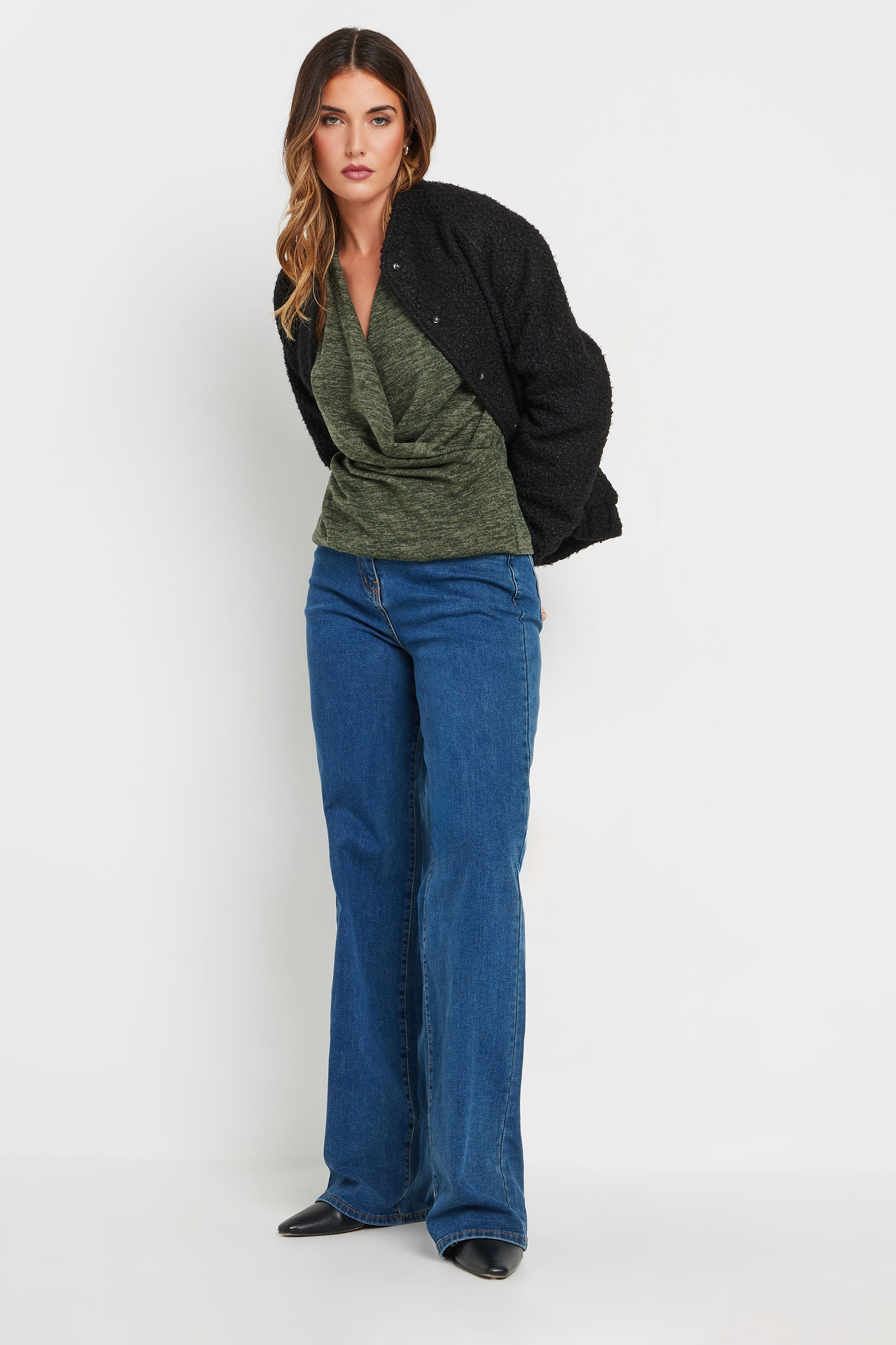 LTS Tall Dark Green Soft Touch Wrap Top | Long Tall Sally 2