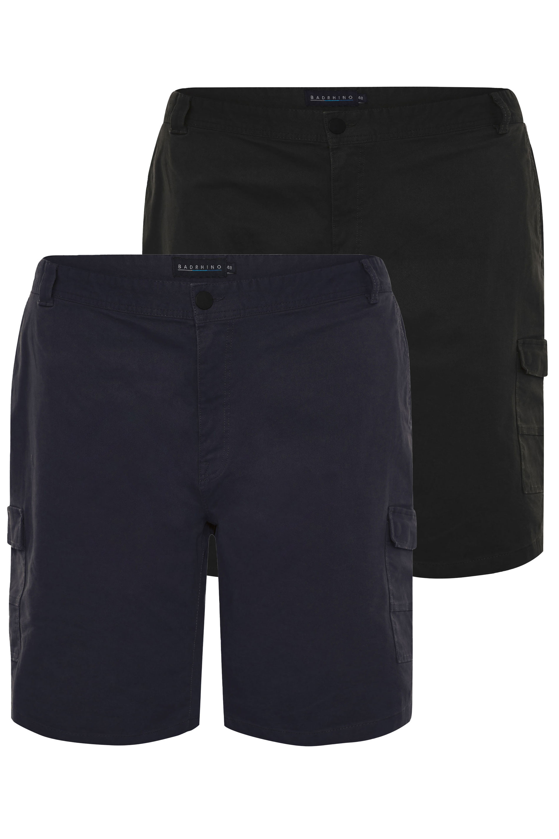 BadRhino Big & Tall 2 PACK Black & Navy Blue Stretch Cargo Shorts | BadRhino 6