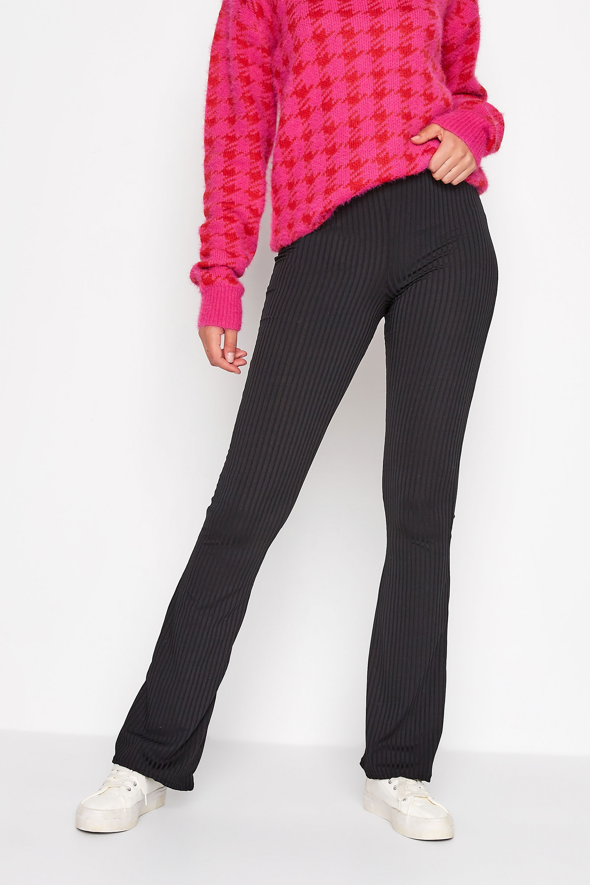 LTS Tall Women's Black Ribbed Flared Trousers | Long Tall Sally 1