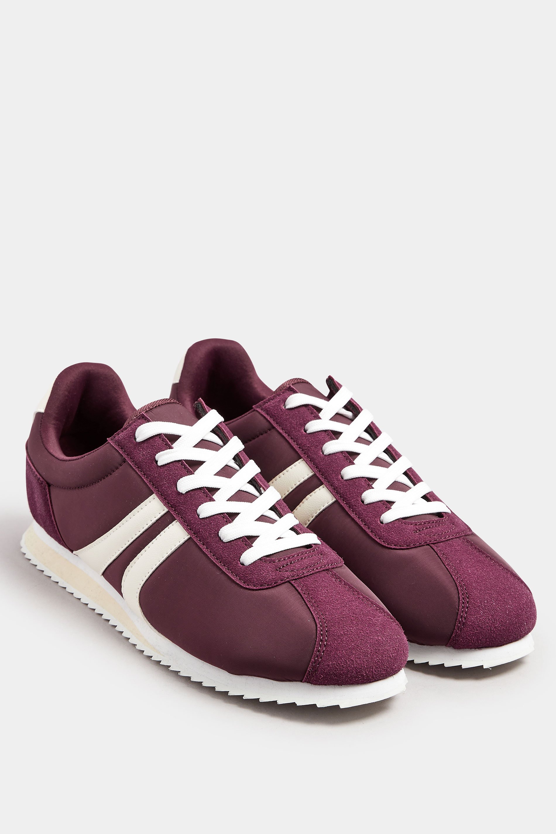 LTS Burgundy Red Runner Contrast Stripe Trainers In Standard Fit | Long Tall Sally 2