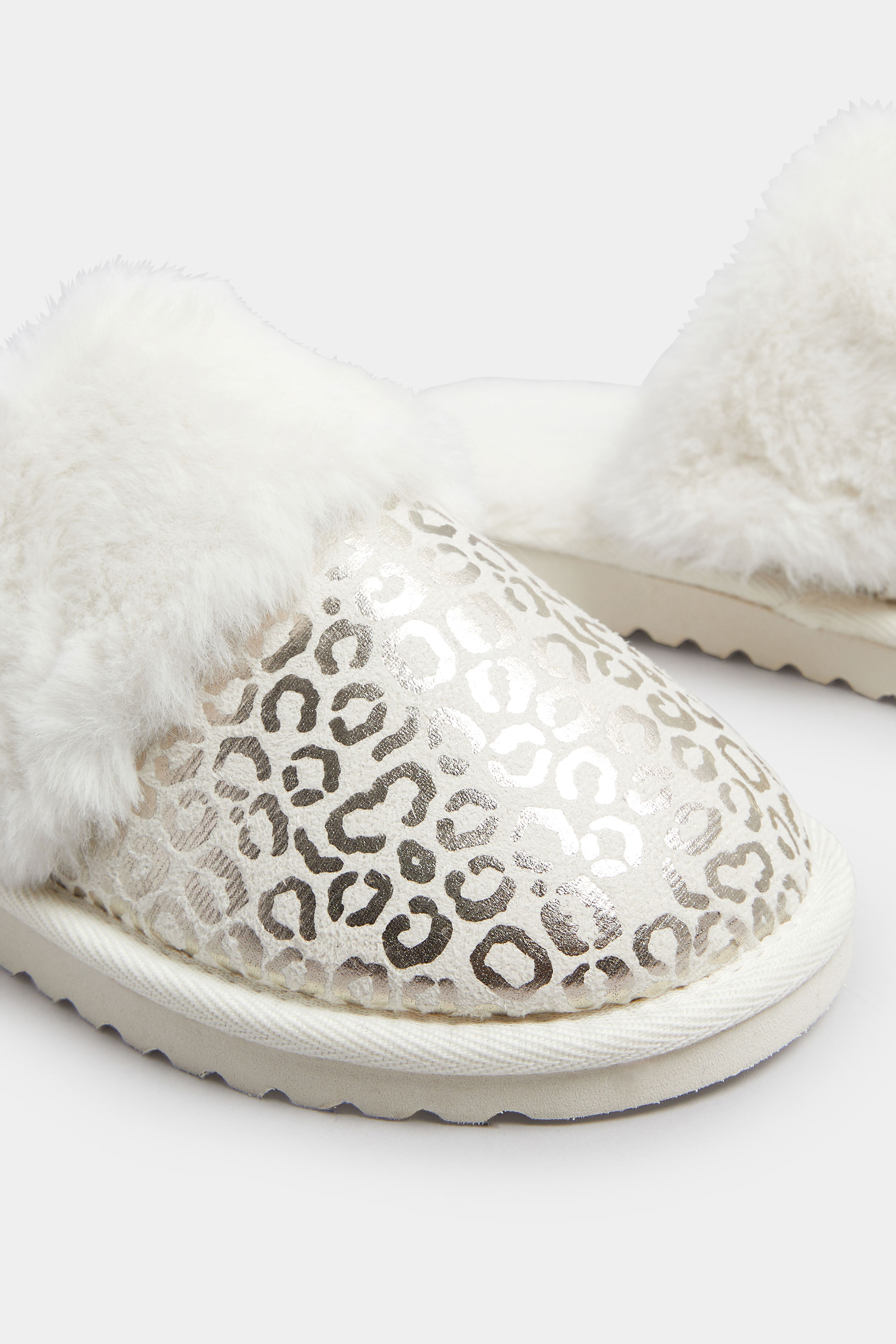 Gold Metallic Leopard Print Slippers | Yours Clothing 5