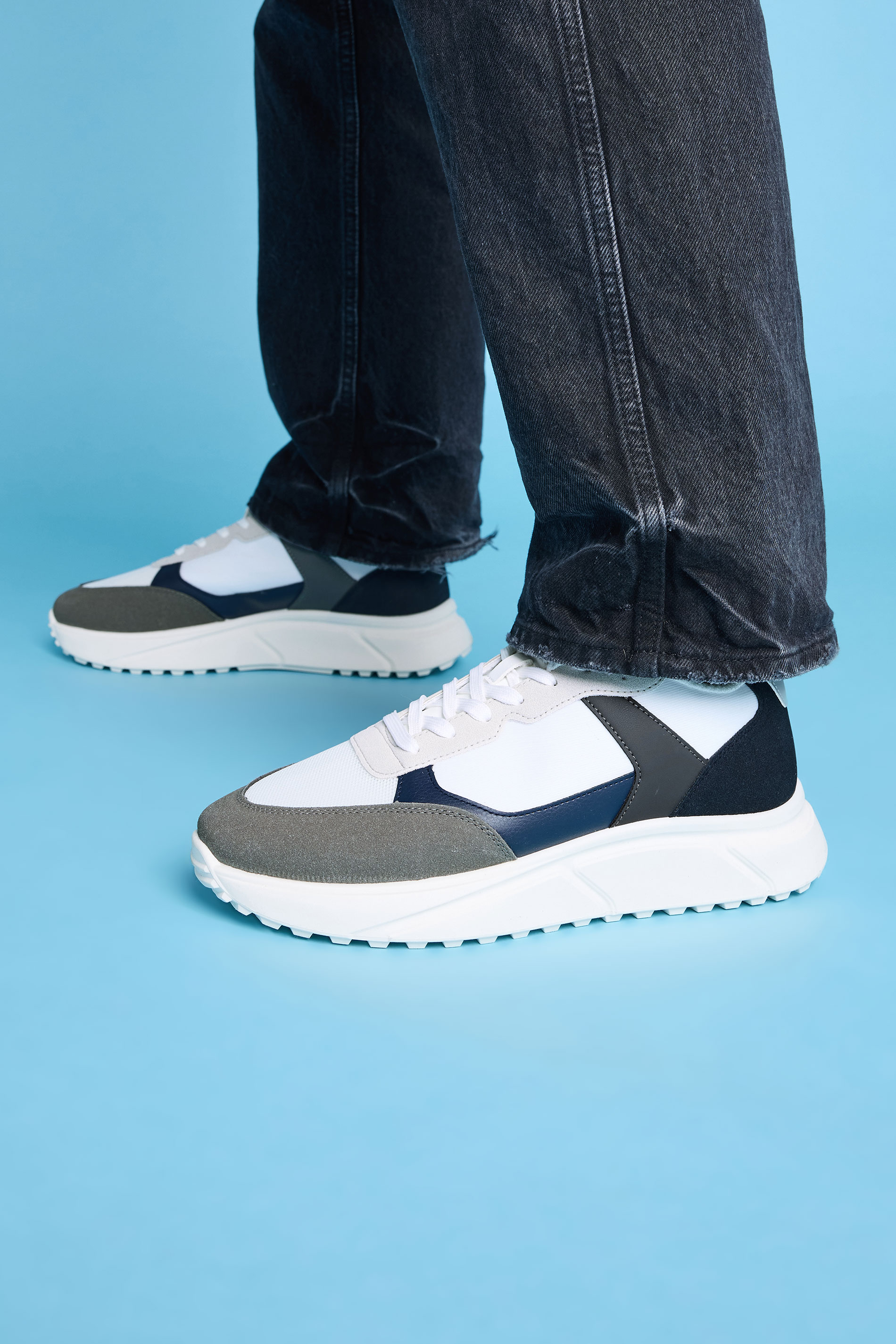 JACK & JONES White PU Runner Trainers | BadRhino 1