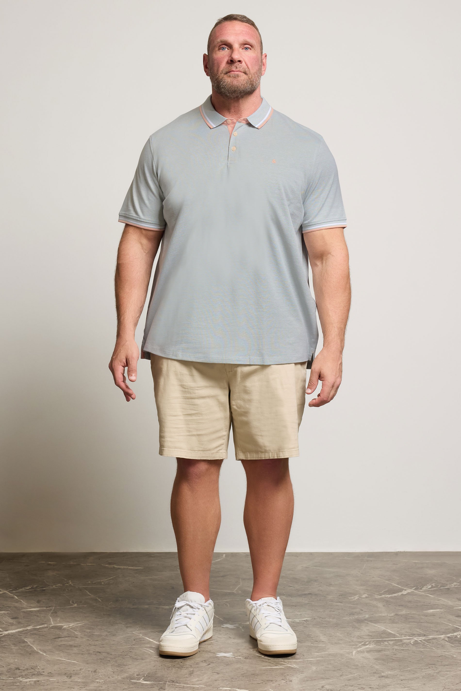 JACK & JONES Big & Tall Light Grey Paulos Polo Shirt | BadRhino 2