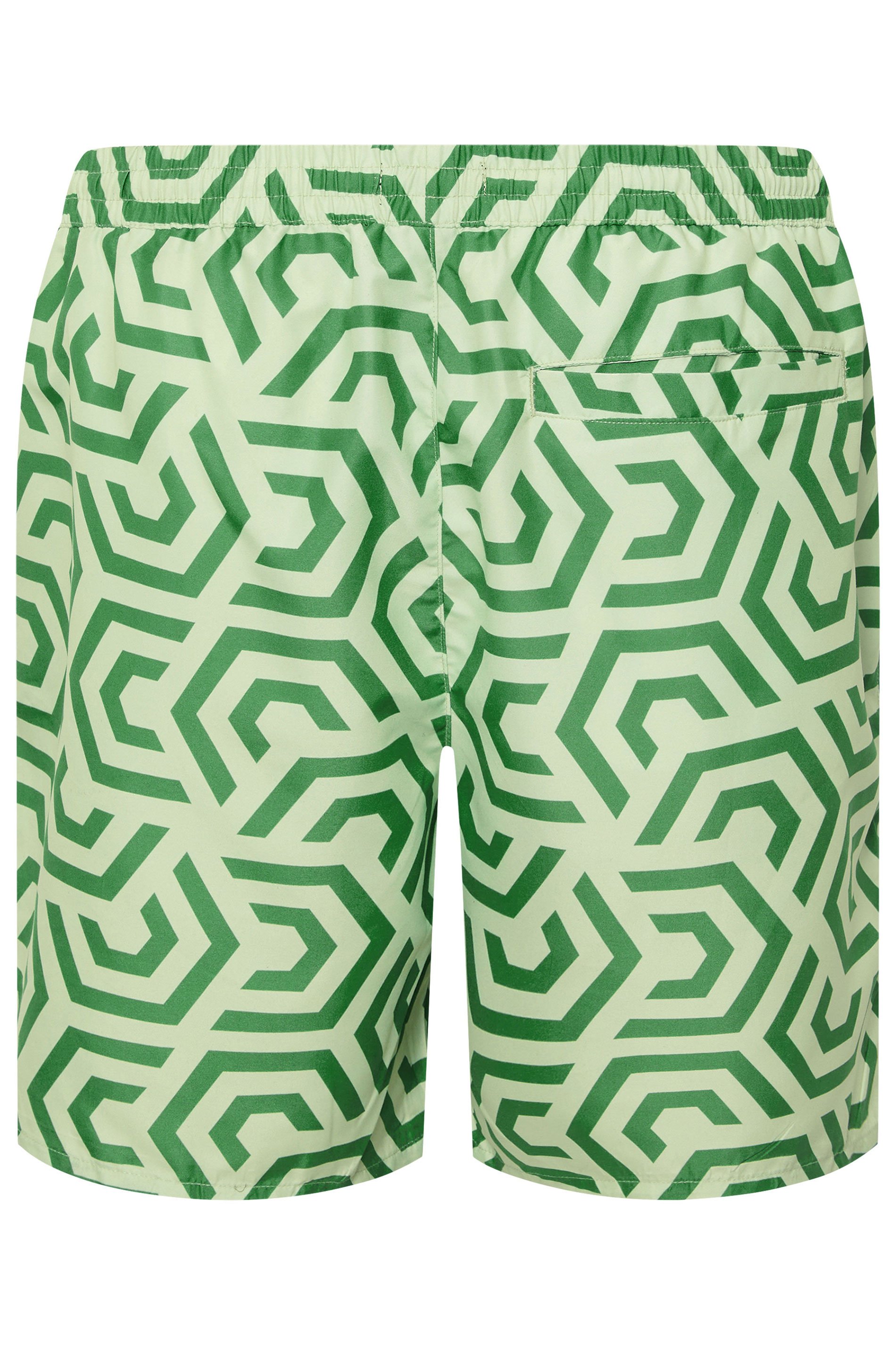 BadRhino Big & Tall Green Geometric Swim Shorts | BadRhino 8