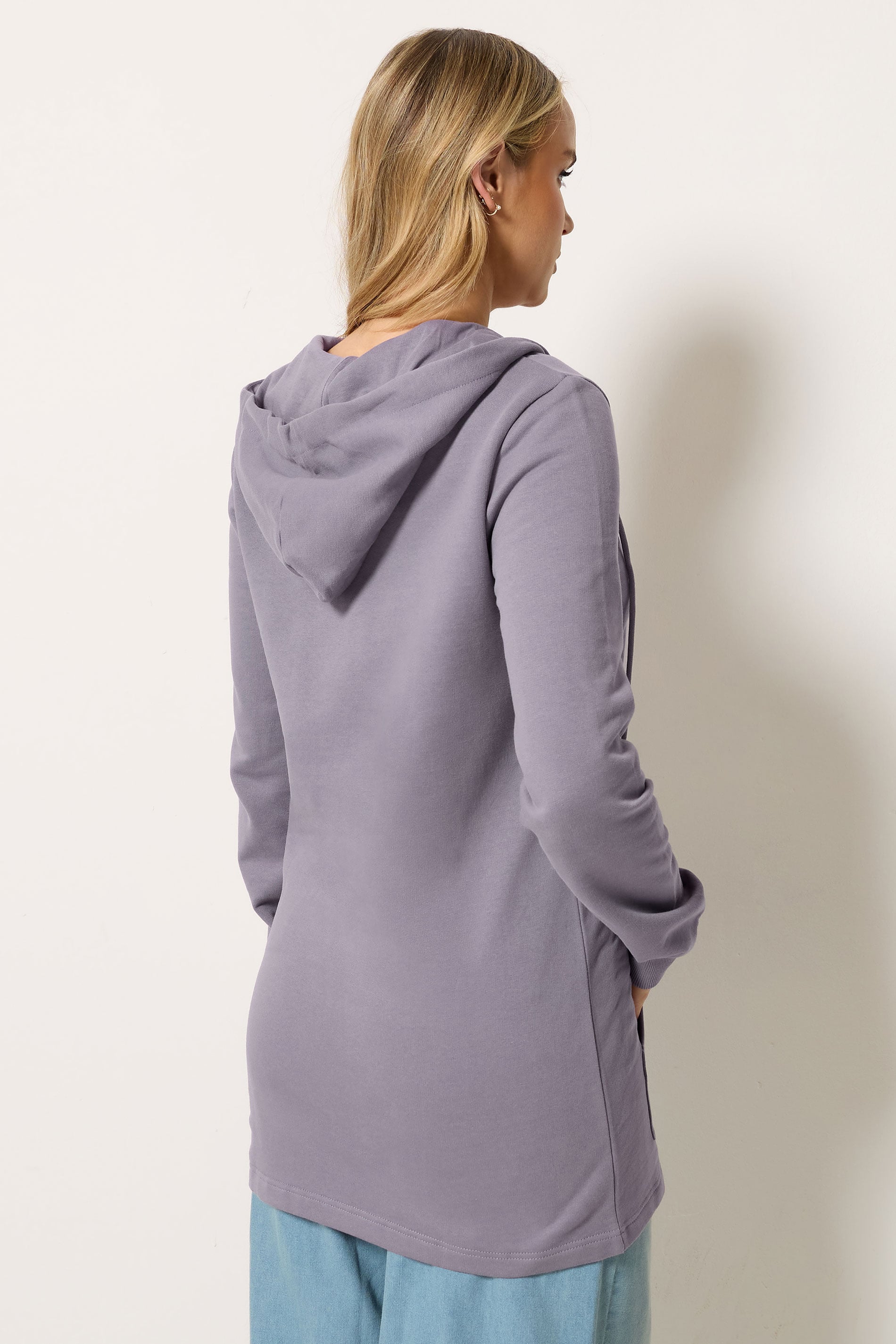 LTS Tall Women's Lilac Purple Cotton Longline Zip Hoodie | Long Tall Sally 2