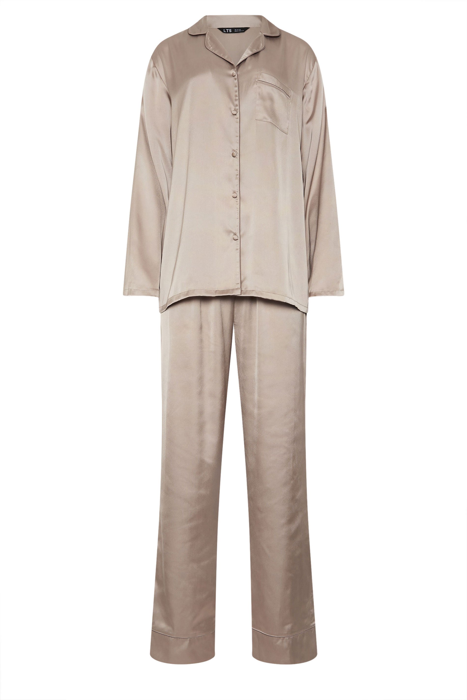 LTS Tall Natural Brown Satin Pyjama Set | Long Tall Sally 5