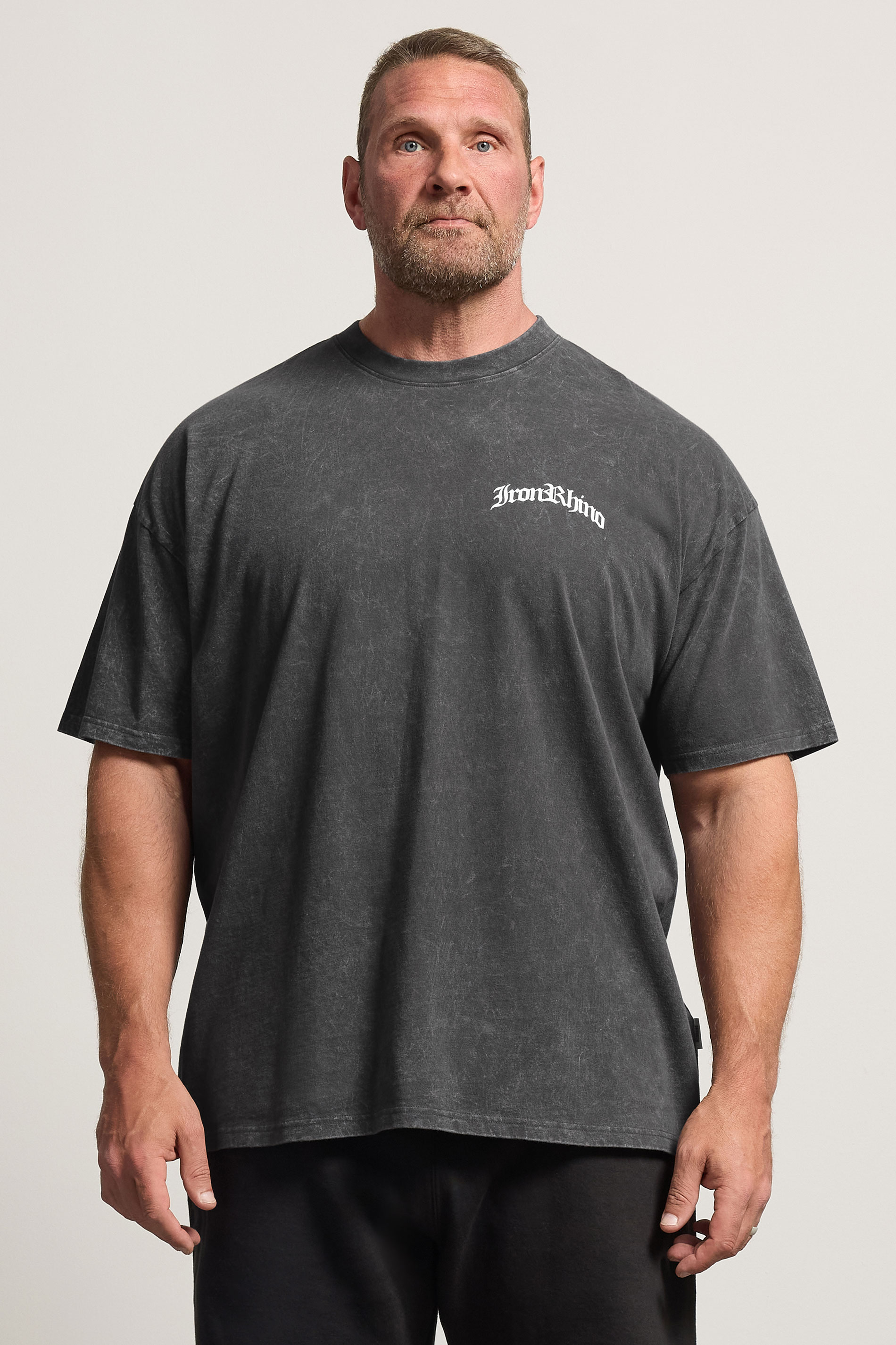 IronRhino Big & Tall Grey Acid Wash Old English T-Shirt | BadRhino 3