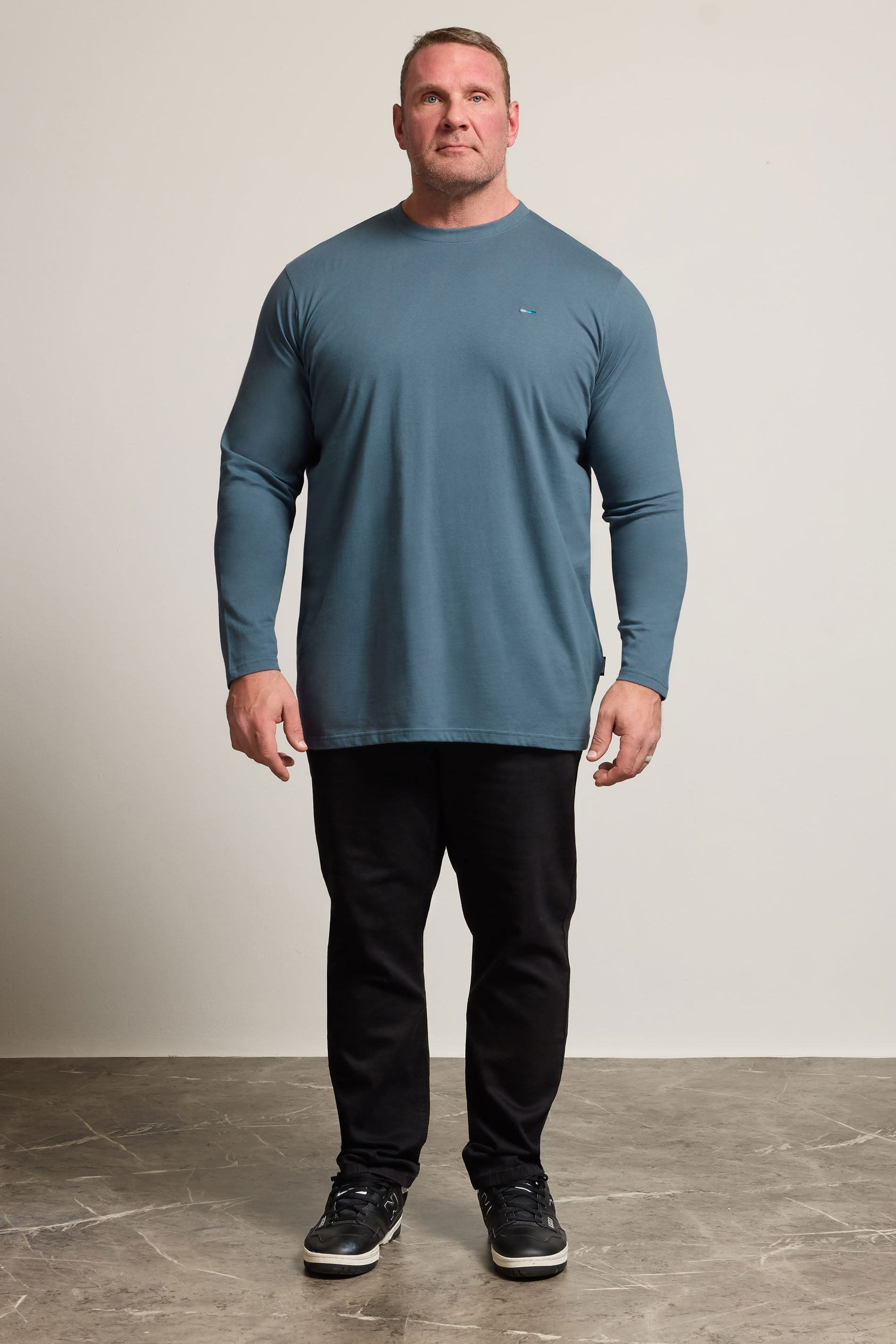 BadRhino Big & Tall Petrol Blue Extra Long Core Long Sleeve T-Shirt | BadRhino 2