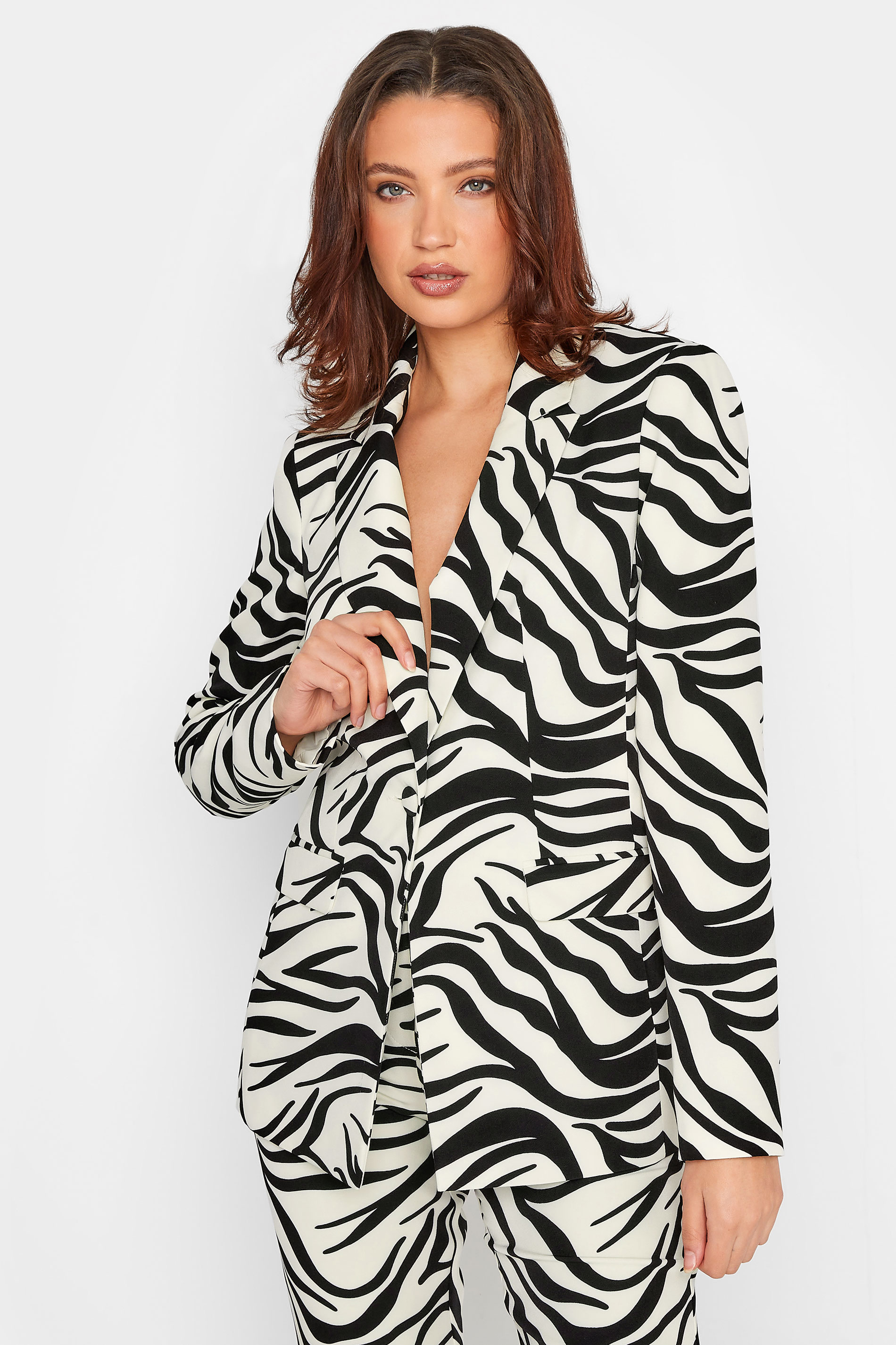 LTS Tall Black & White Zebra Print Tailored Blazer | Long Tall Sally  1