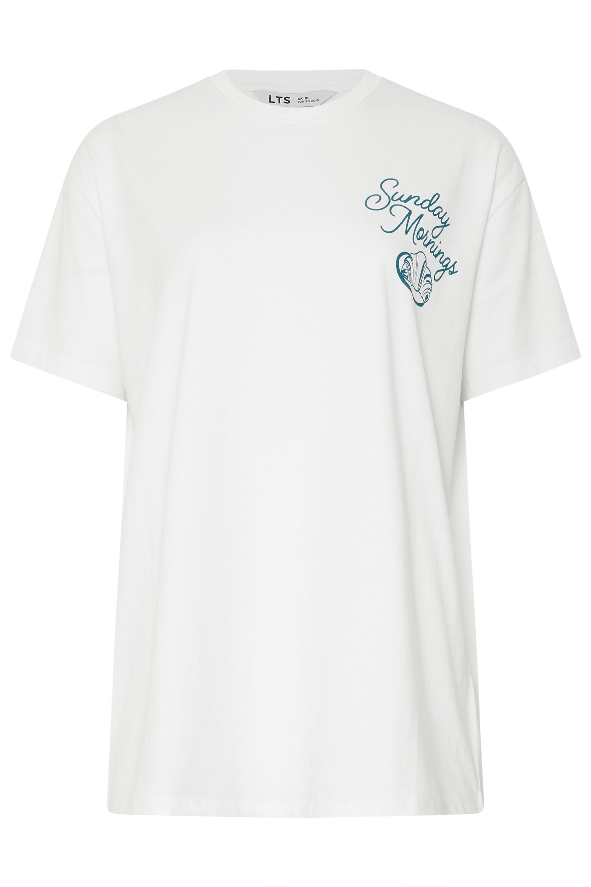 LTS Tall White Cotton 'Breakfast Club' Slogan T-Shirt | Long Tall Sally 6