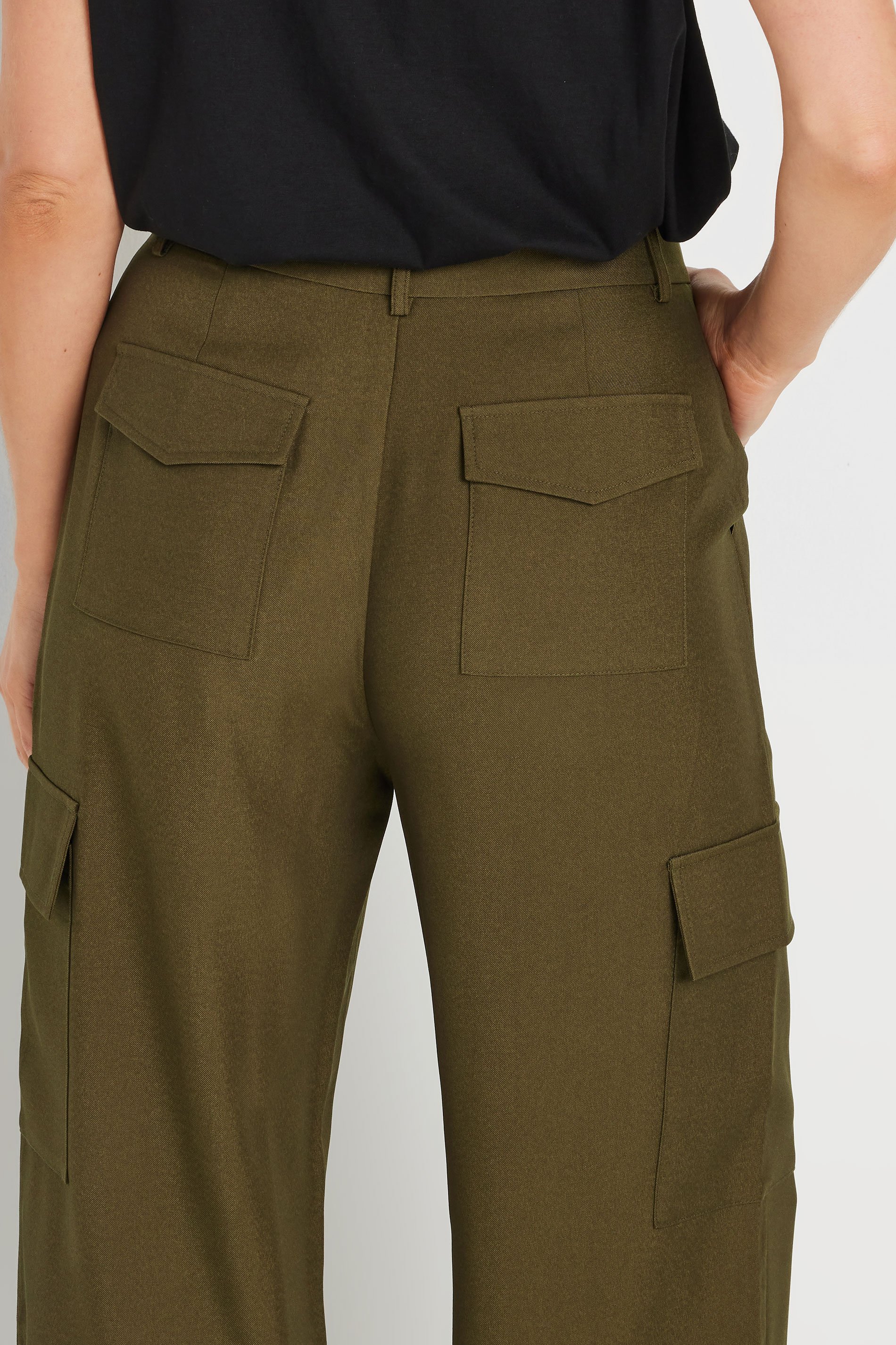 LTS Tall Khaki Green Tailored Cargo Pocket Trousers | Long Tall Sally 6