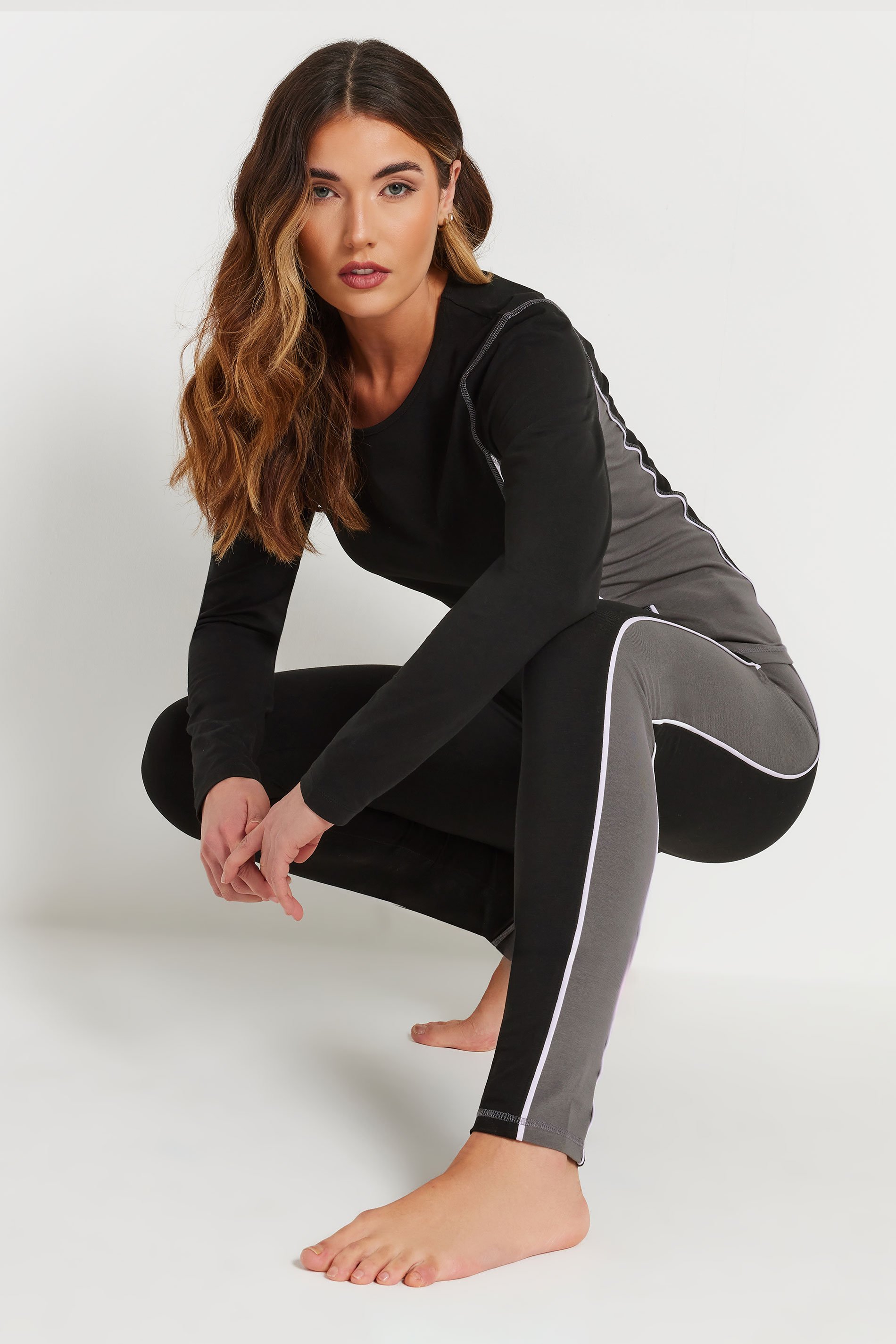 LTS Tall Black Active Colourblock Leggings | Long Tall Sally 1