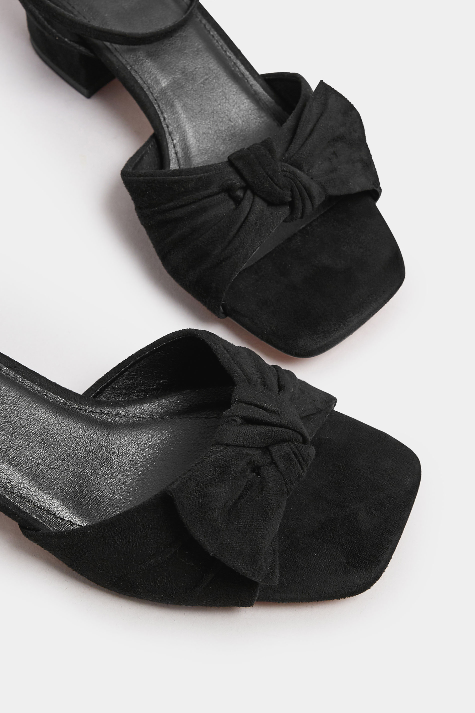 Black Faux Suede Bow Front Block Heels In Wide E Fit & Extra Wide EEE Fit | Yours Clothing 5