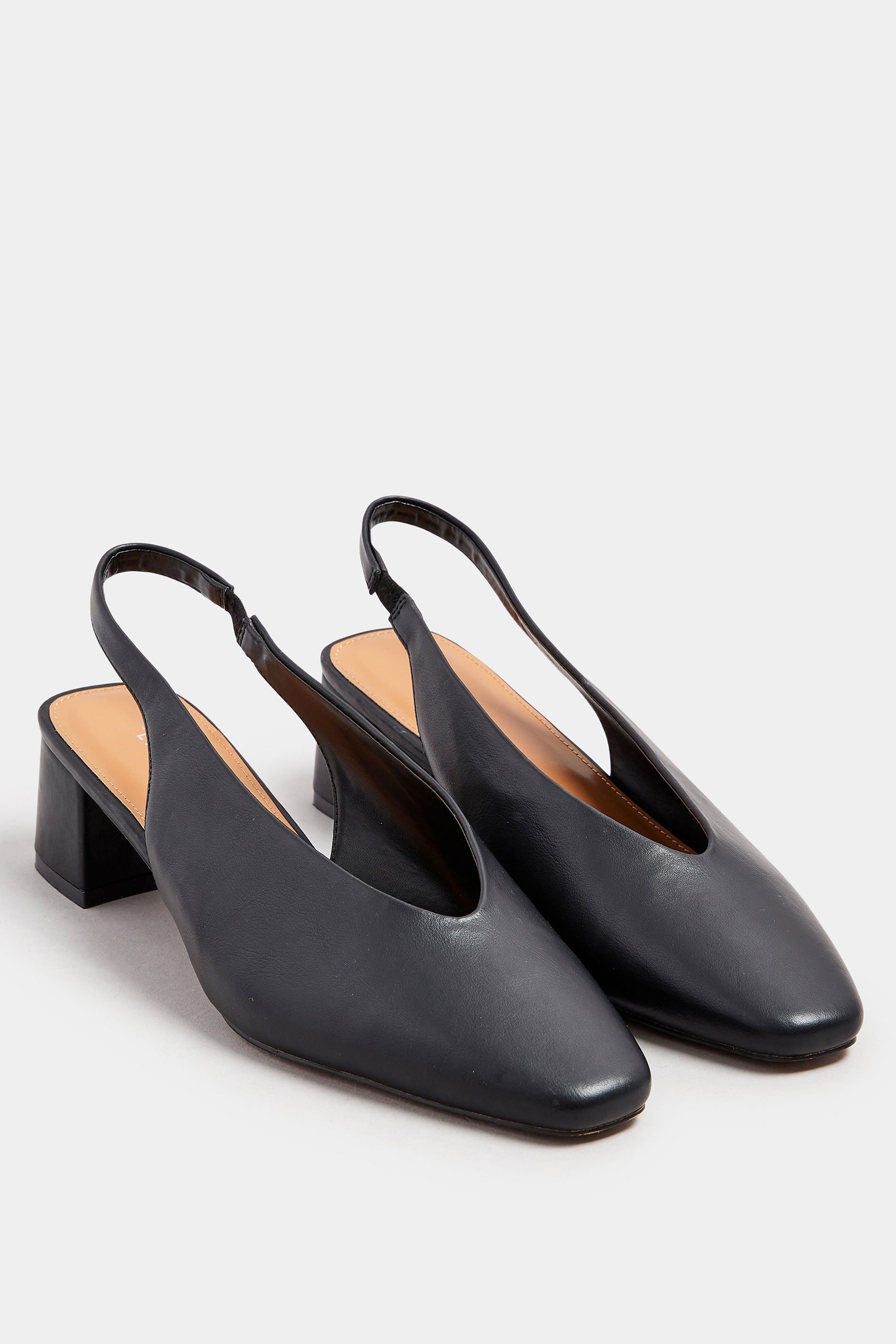 LTS Black Square Slingback Block Heel In Standard Fit | Long Tall Sally 2