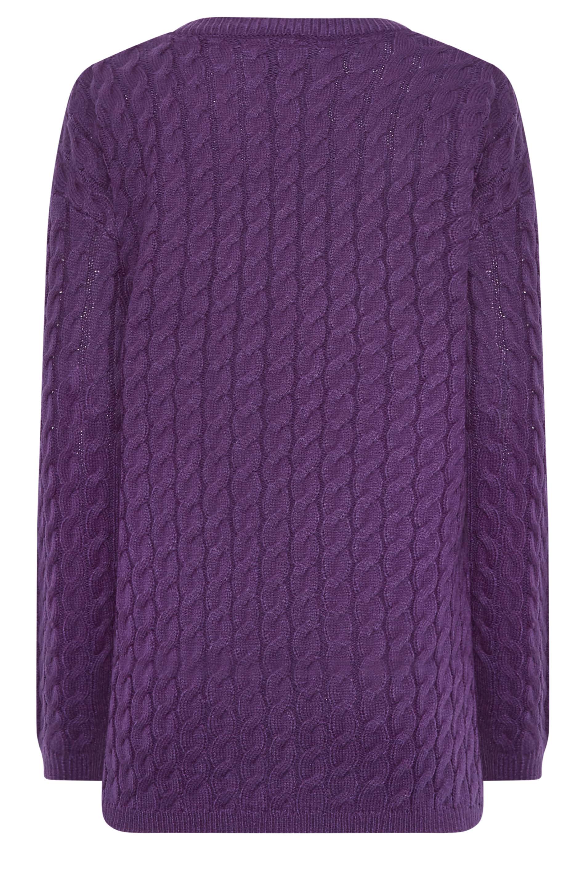 LTS Tall Womens Purple Cable Knit Jumper