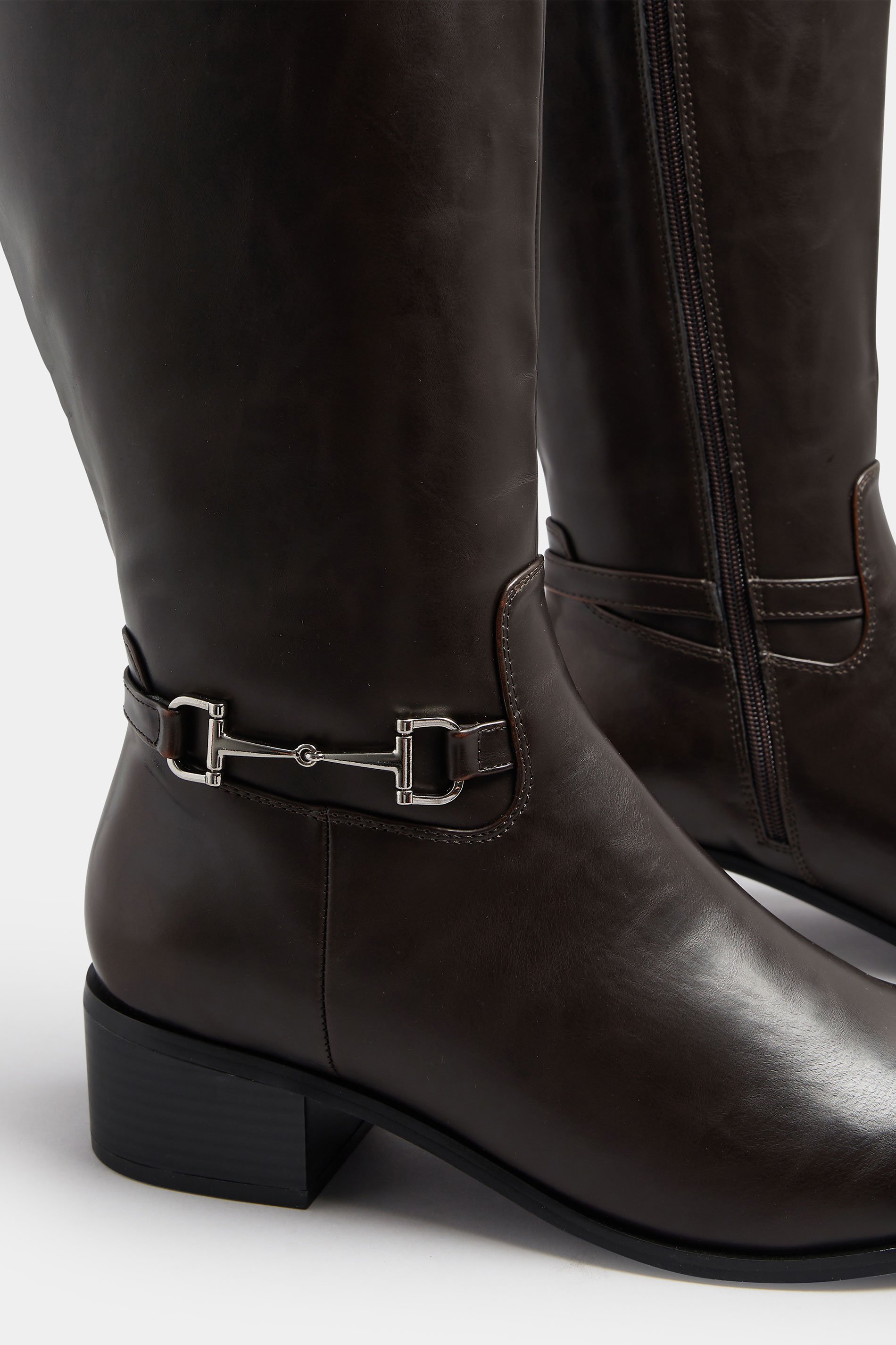LTS Brown Metal Trim Knee High Riding Boots | Long Tall Sally 6