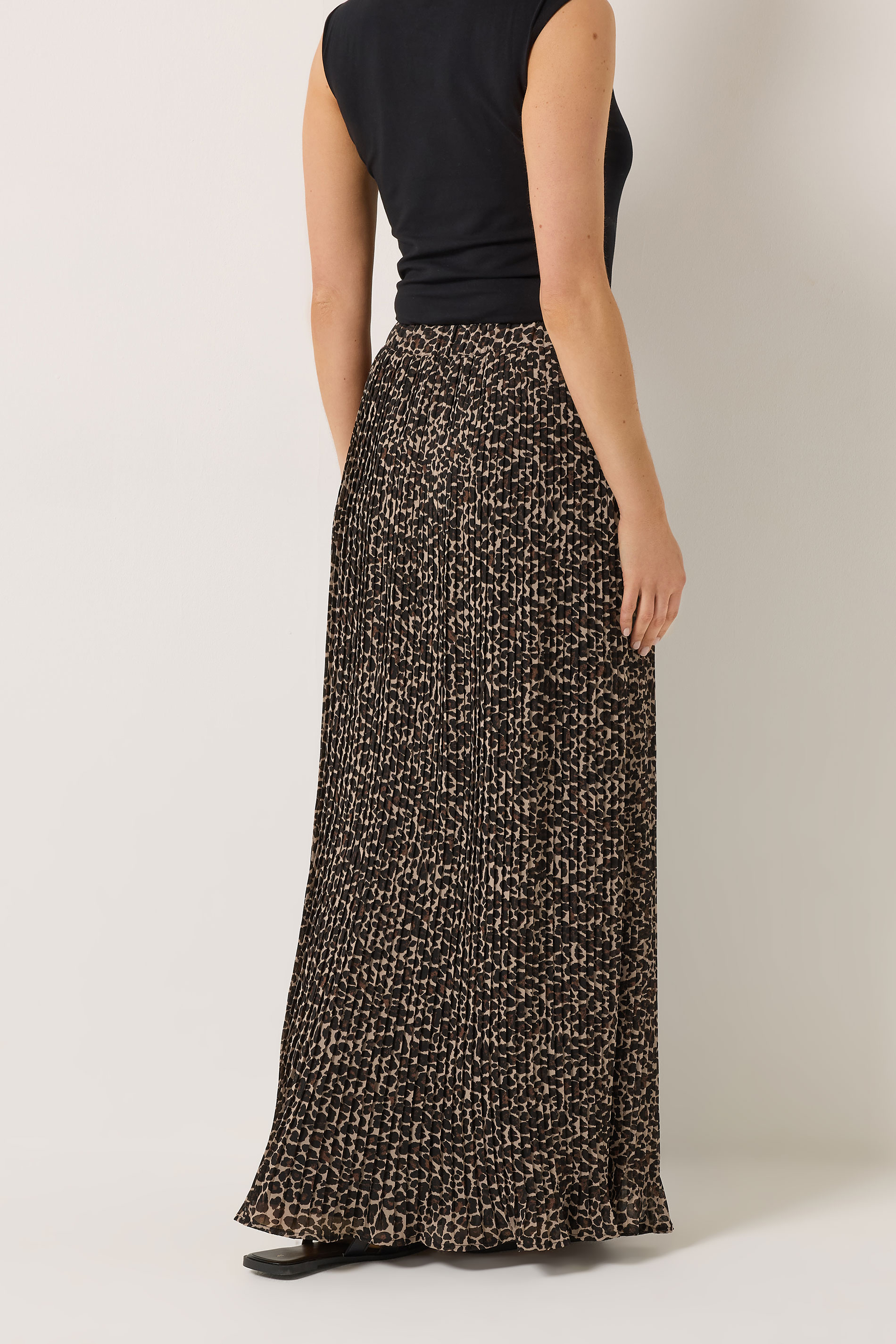 LTS Tall Women's Brown Leopard Print Pleated Maxi Skirt | Long Tall Sally 2