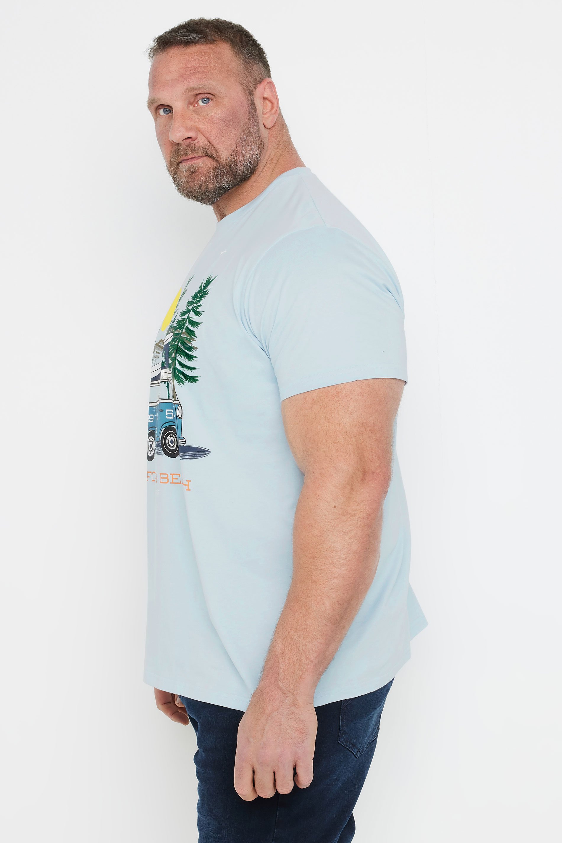 BadRhino Big & Tall Light Blue 'California Beach' Campervan T-Shirt | BadRhino 3