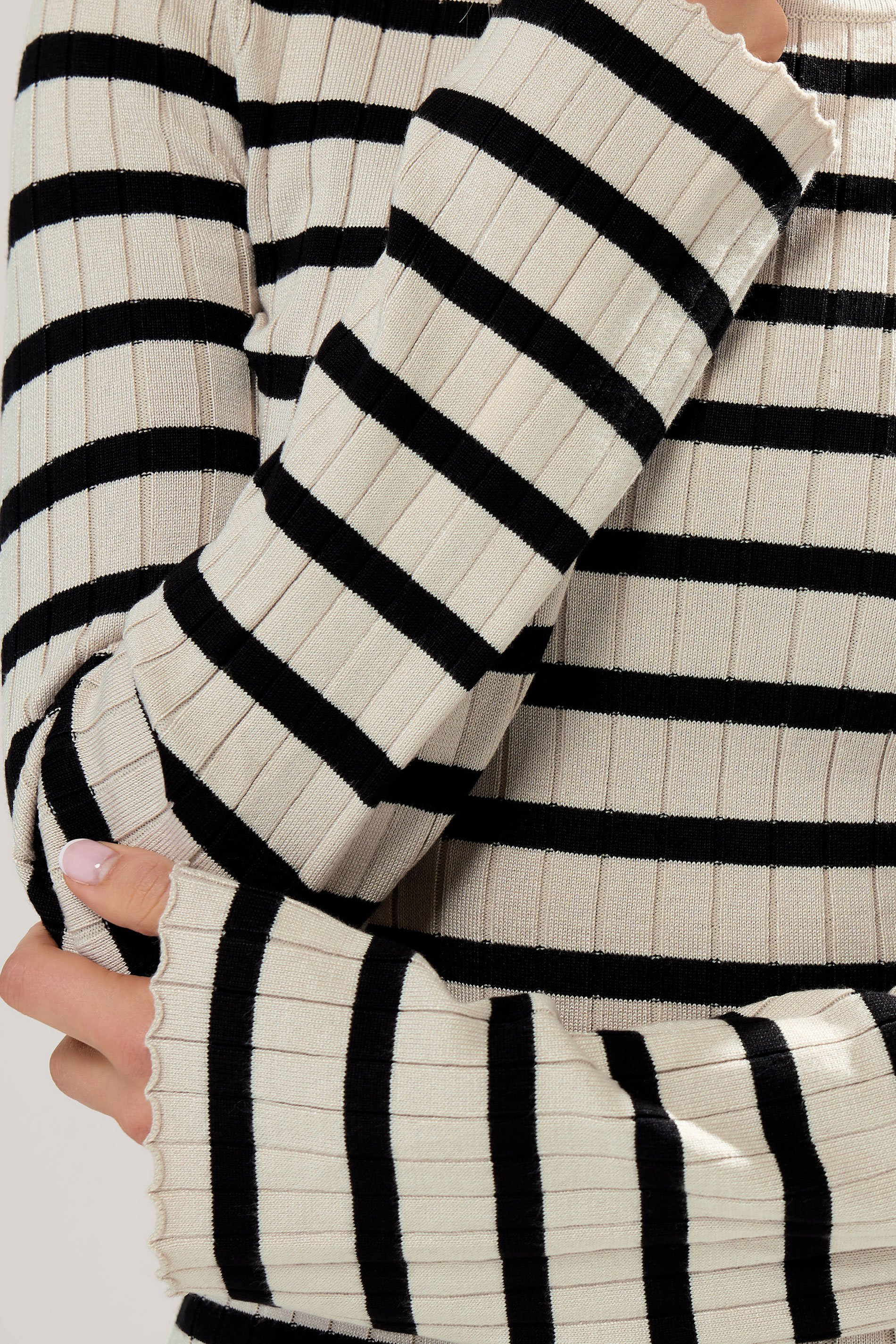 LTS Tall Natural Brown Striped Ribbed Jumper | Long Tall Sally 4