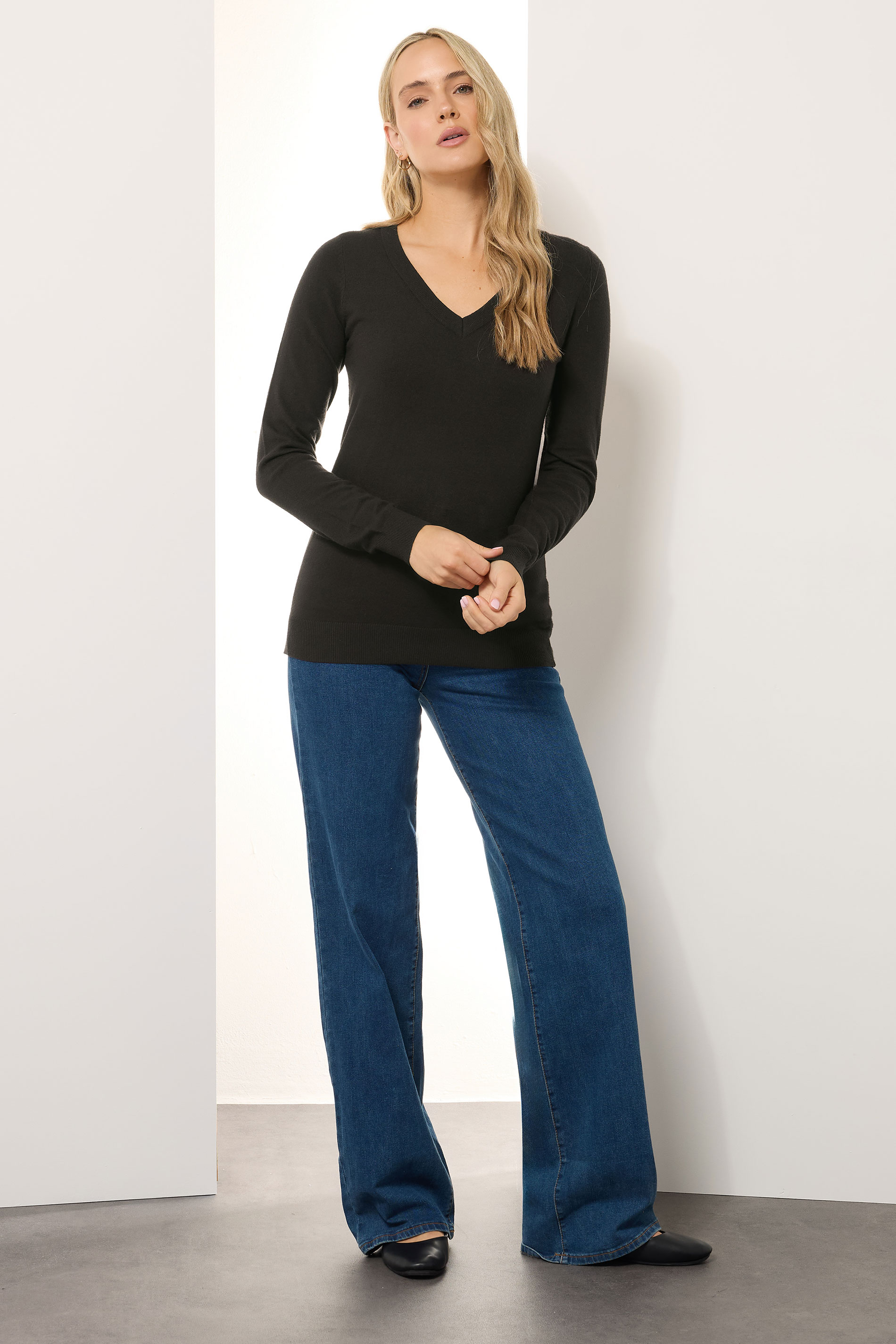 LTS Tall Chocolate Brown Knit V-Neck Jumper | Long Tall Sally 3