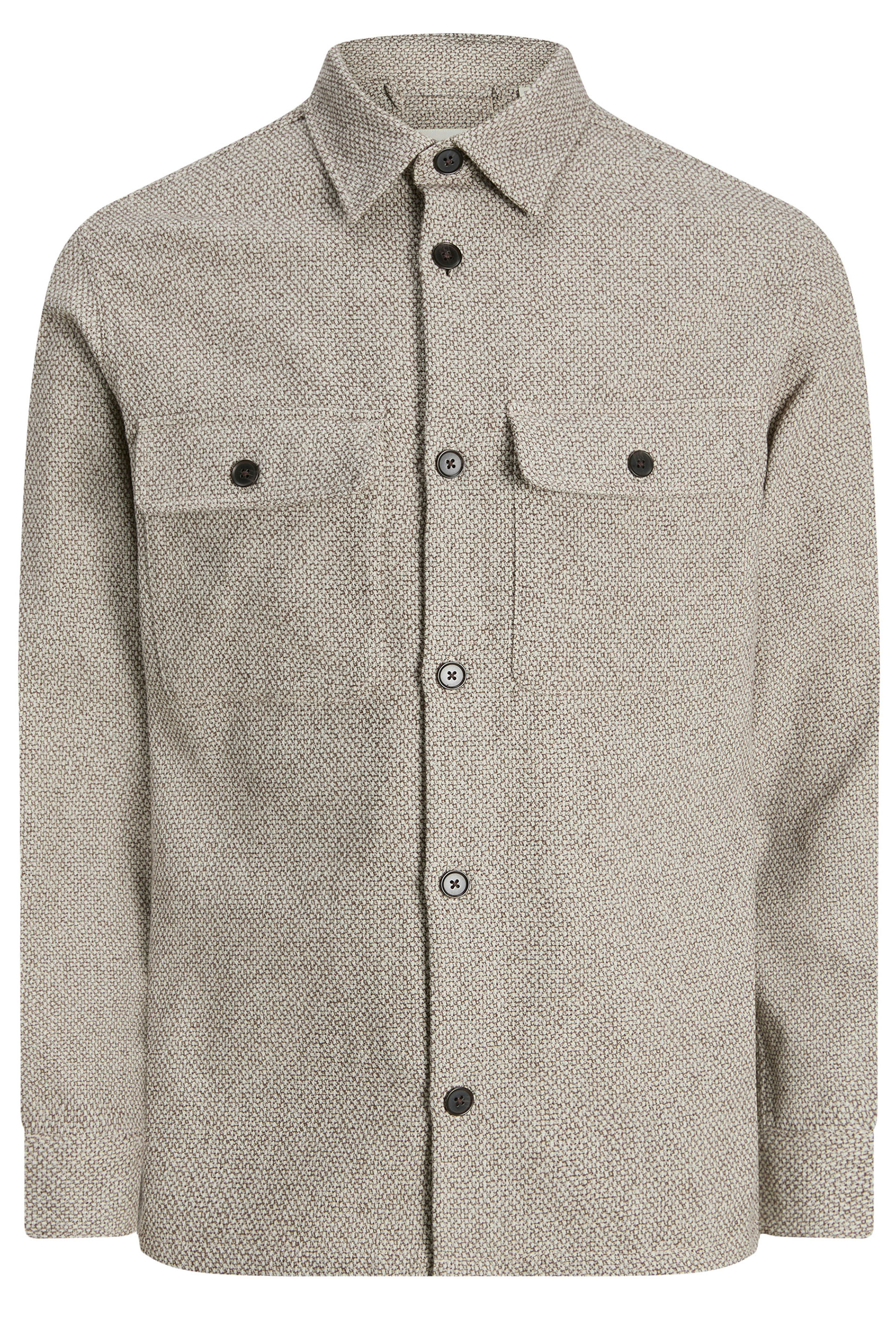 JACK & JONES Big & Tall Brown Woven Check Overshirt | BadRhino 1