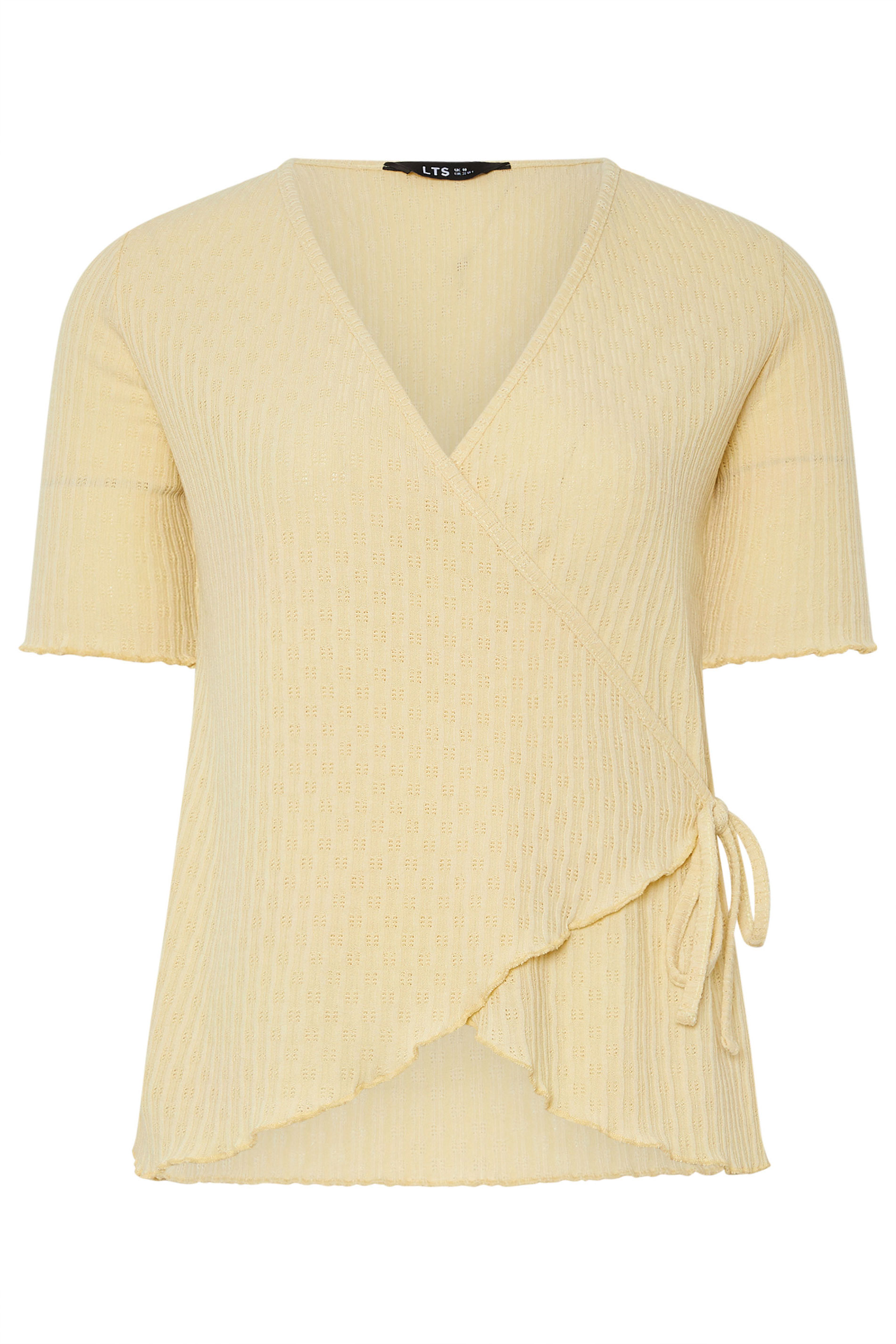 LTS Tall Yellow Pointelle Knit Wrap Top | Long Tall Sally 6