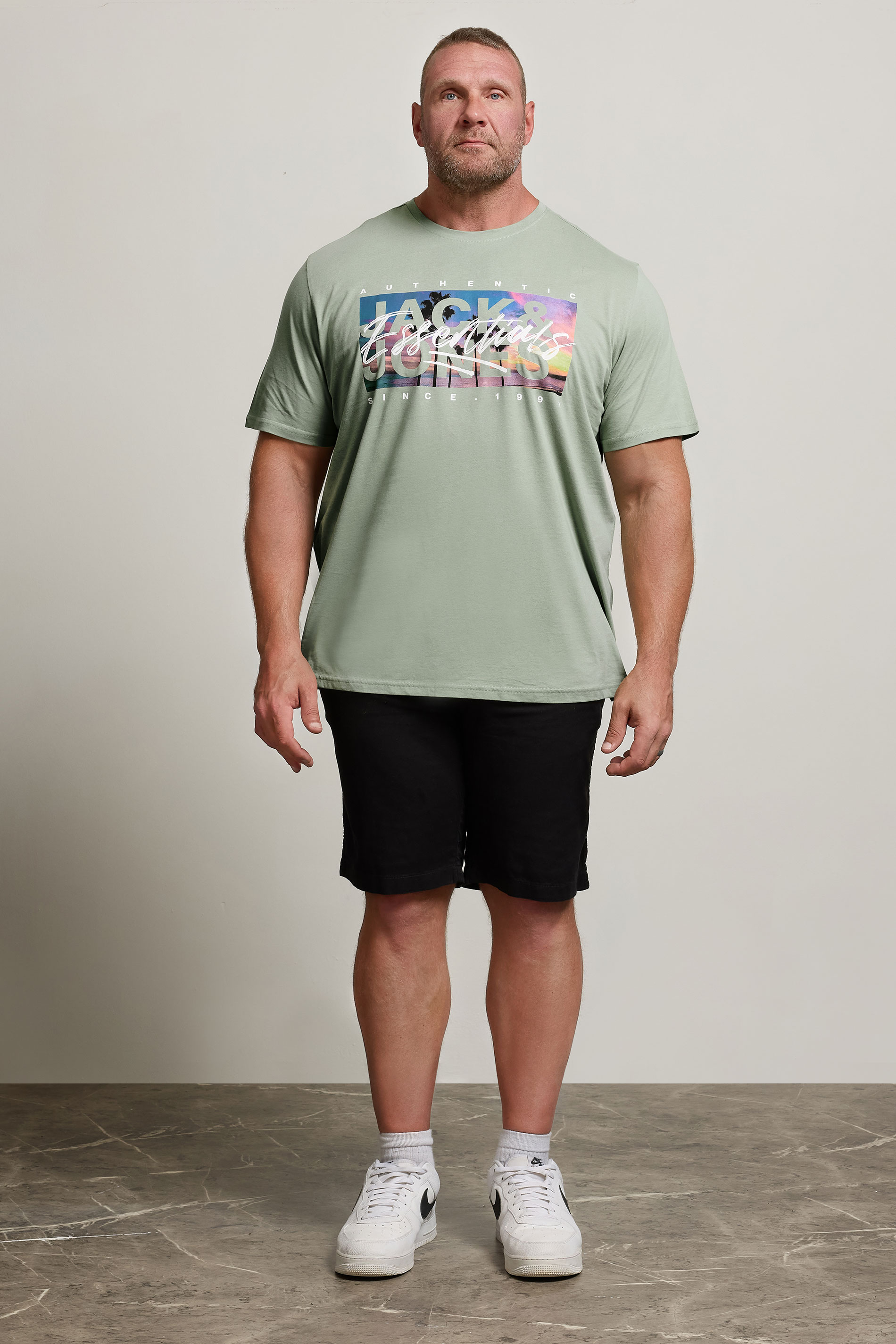 JACK & JONES Big & Tall Iceberg Green Photo-Print T-Shirt | BadRhino 2