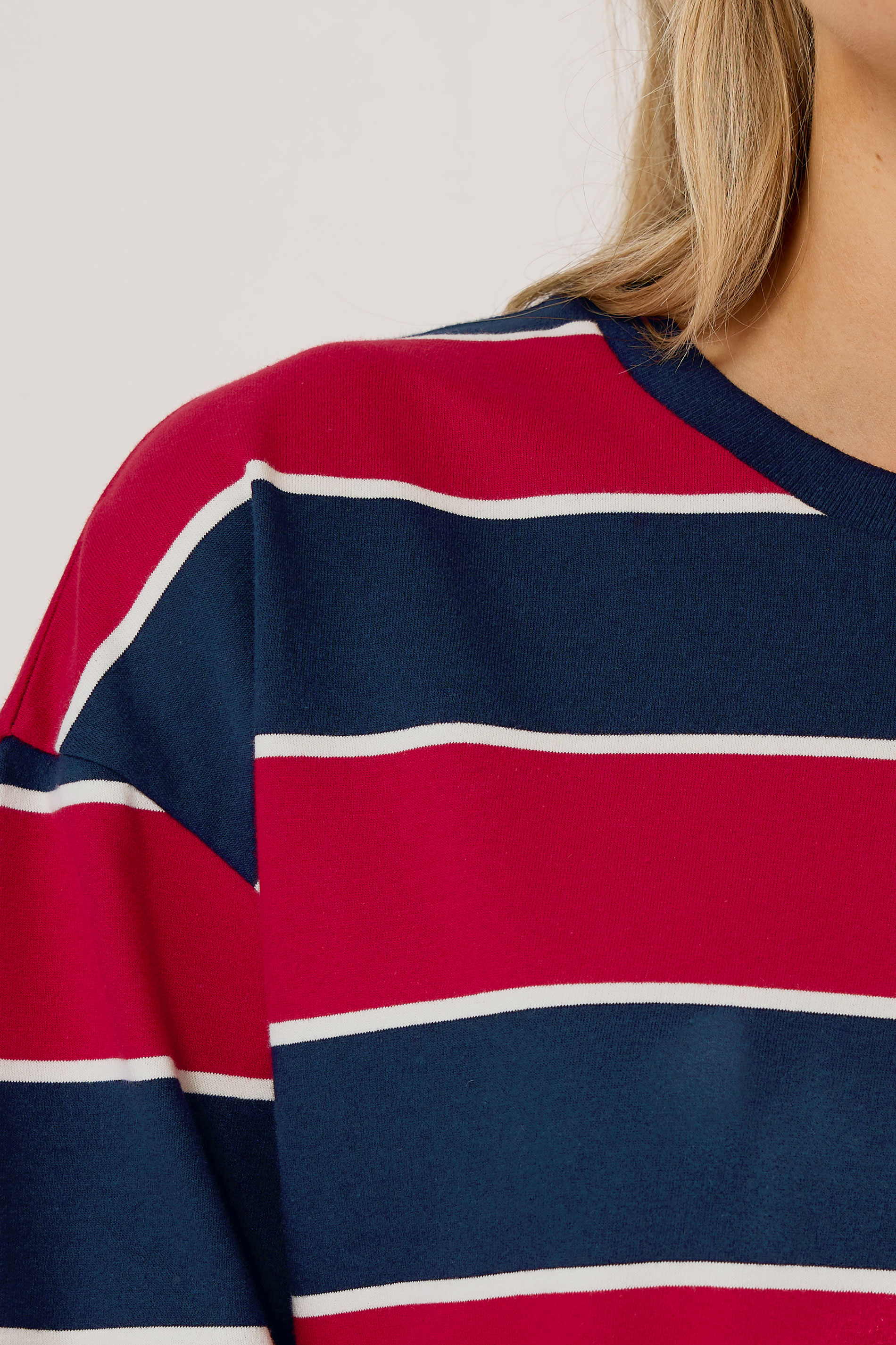 LTS Tall Navy Blue & Red Stripe Crew Neck Sweatshirt | Long Tall Sally 4
